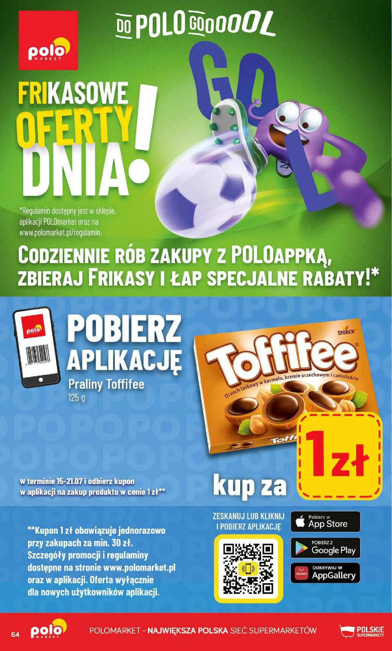 Nowa POLOmarket gazetka od jutra 15.07.2026 | Strona: 64 | Produkty: Praliny, Toffifee