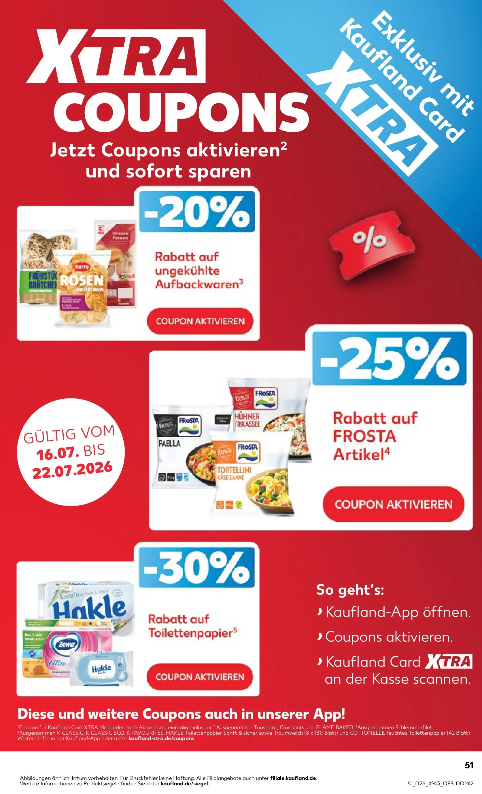 Prospekt Kaufland ab 15.07.2026 » Angebote Online zum Blättern | Seite: 51 | Produkte: Zewa, Frosta, Toilettenpapier, Feuchtes Toilettenpapier