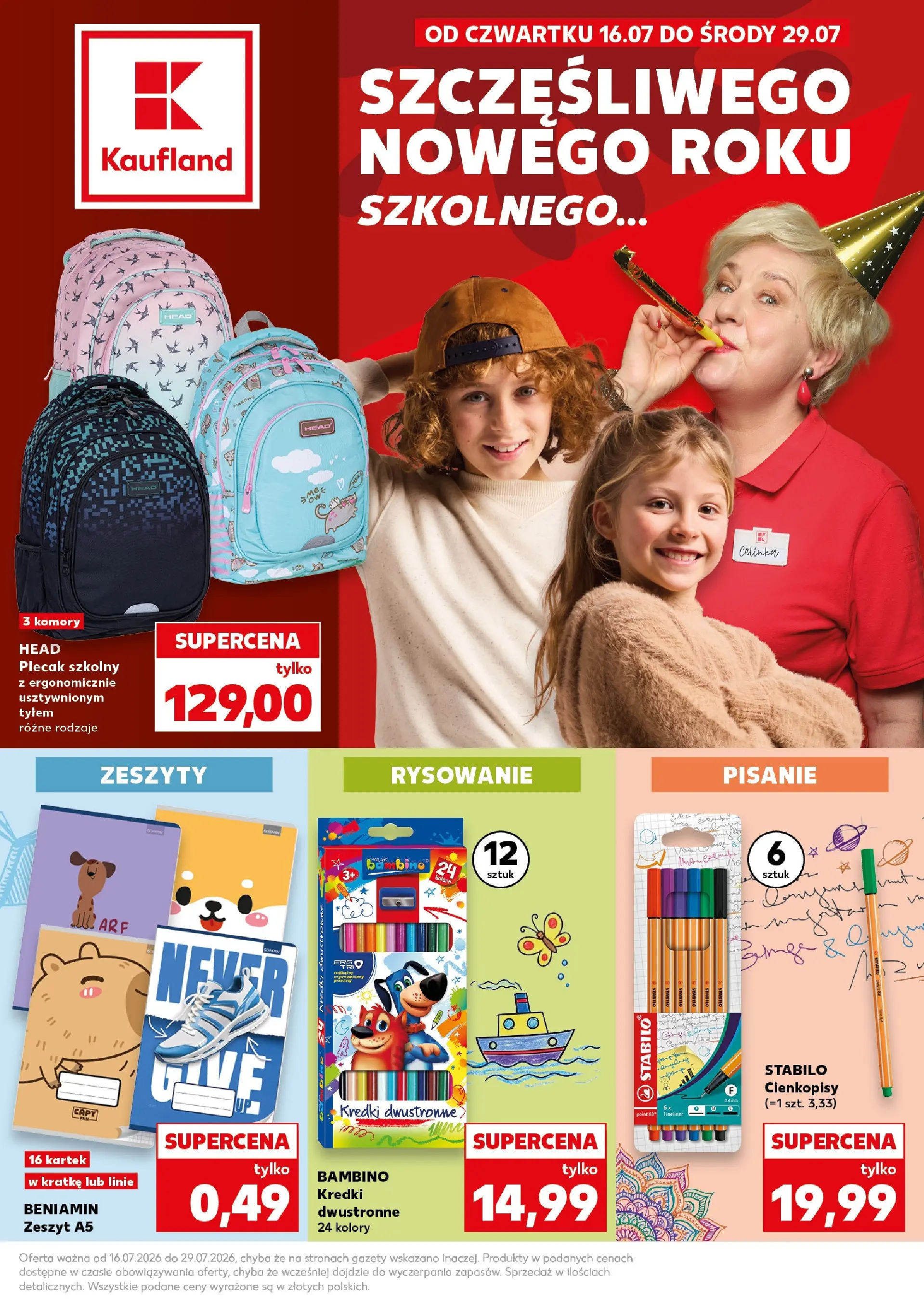 Kaufland gazetka - Katalog artykułów szkolnych od 16.07.2026 - od jutra PDF | Strona: 1 | Produkty: Plecak, Notebook, Zeszyt