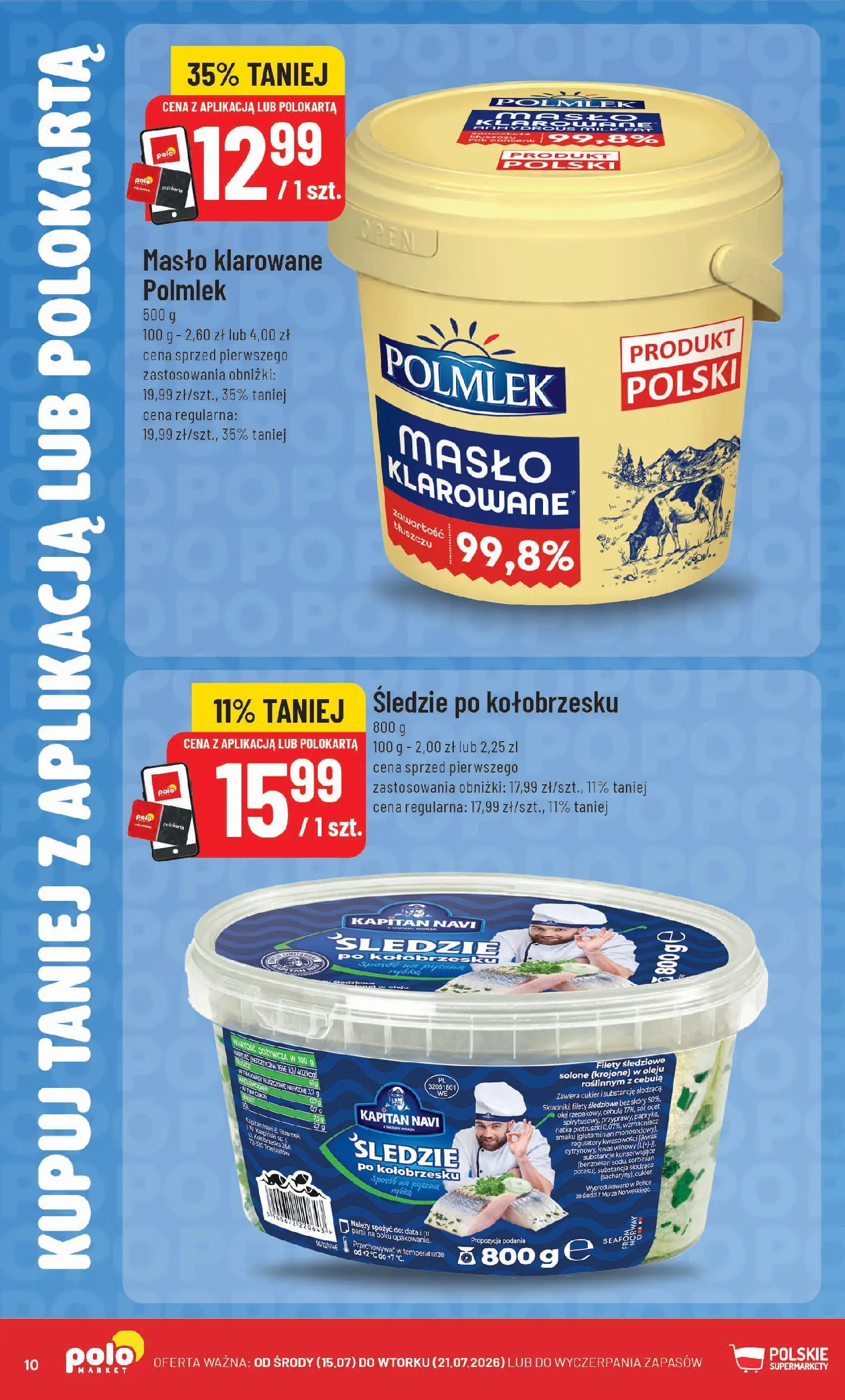 Nowa POLOmarket gazetka od jutra 15.07.2026 | Strona: 10 | Produkty: Ocet, Masło klarowane, Masło, Cukier