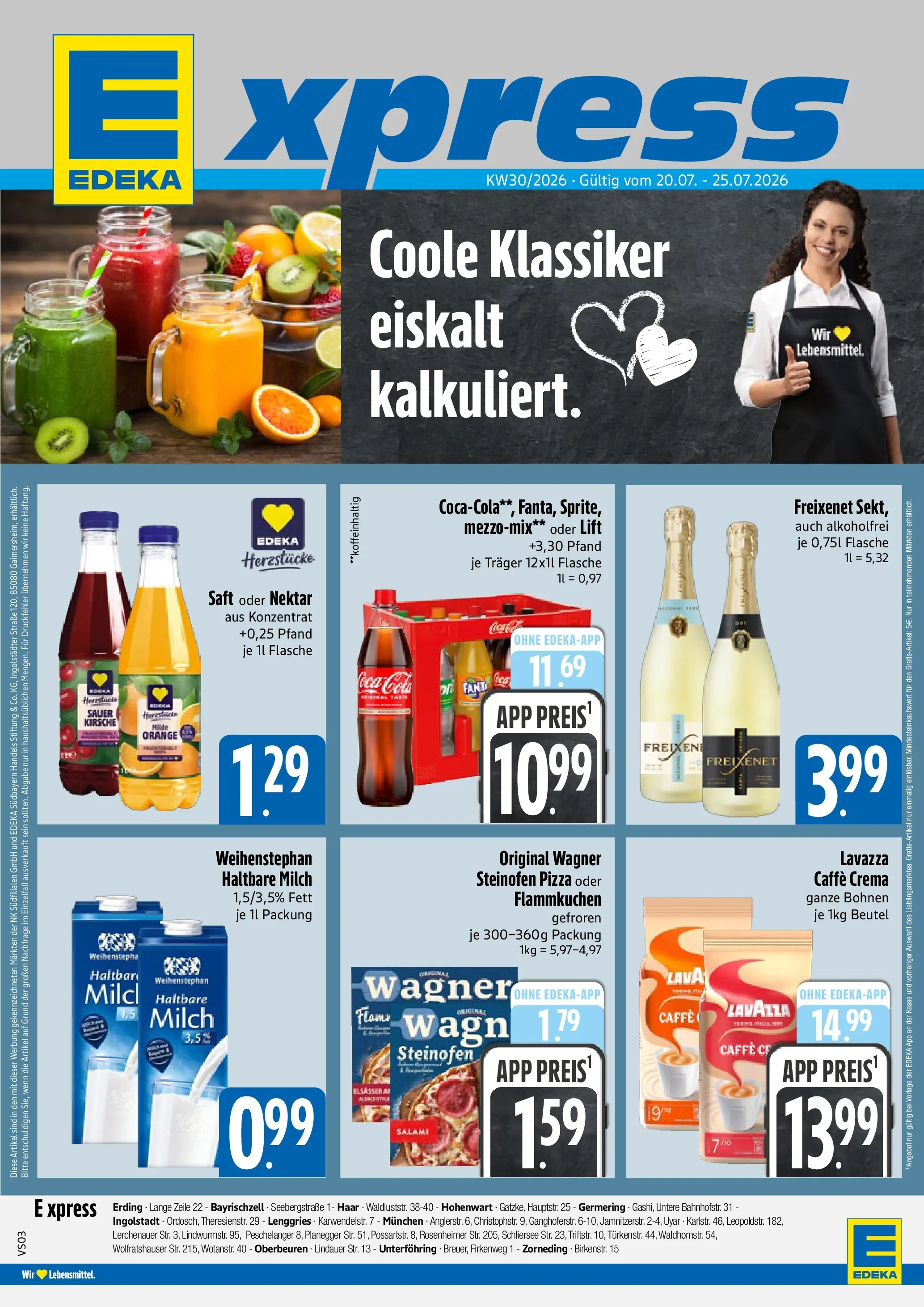 Angebote - E xpress: Wochenangebote (ab 20.07.2026) zum Blättern | Seite: 1 | Produkte: Lavazza, Fanta, Haltbare milch, Pizza