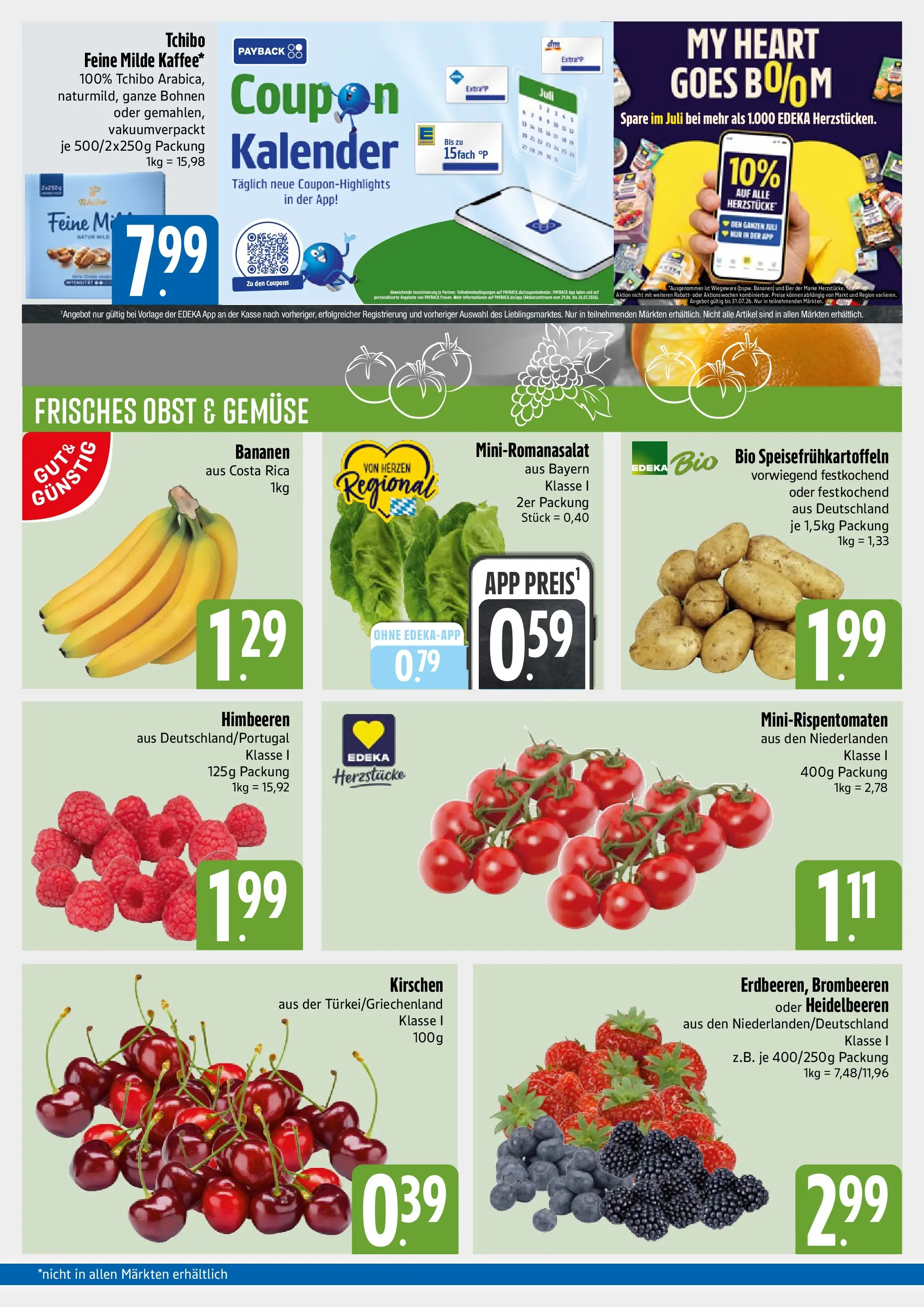 Angebote - E xpress: Wochenangebote (ab 20.07.2026) zum Blättern | Seite: 3 | Produkte: Himbeeren, Eier, Bananen, Obst