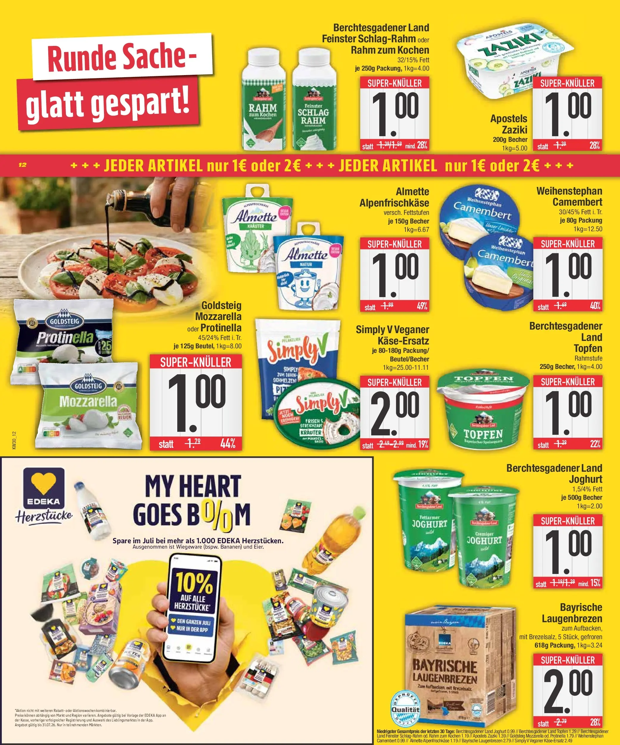 E center Prospekt Bad Reichenhall (ab 20.07.2026) zum Blättern | Seite: 12 | Produkte: Almette, Joghurt, Mozzarella, Bananen