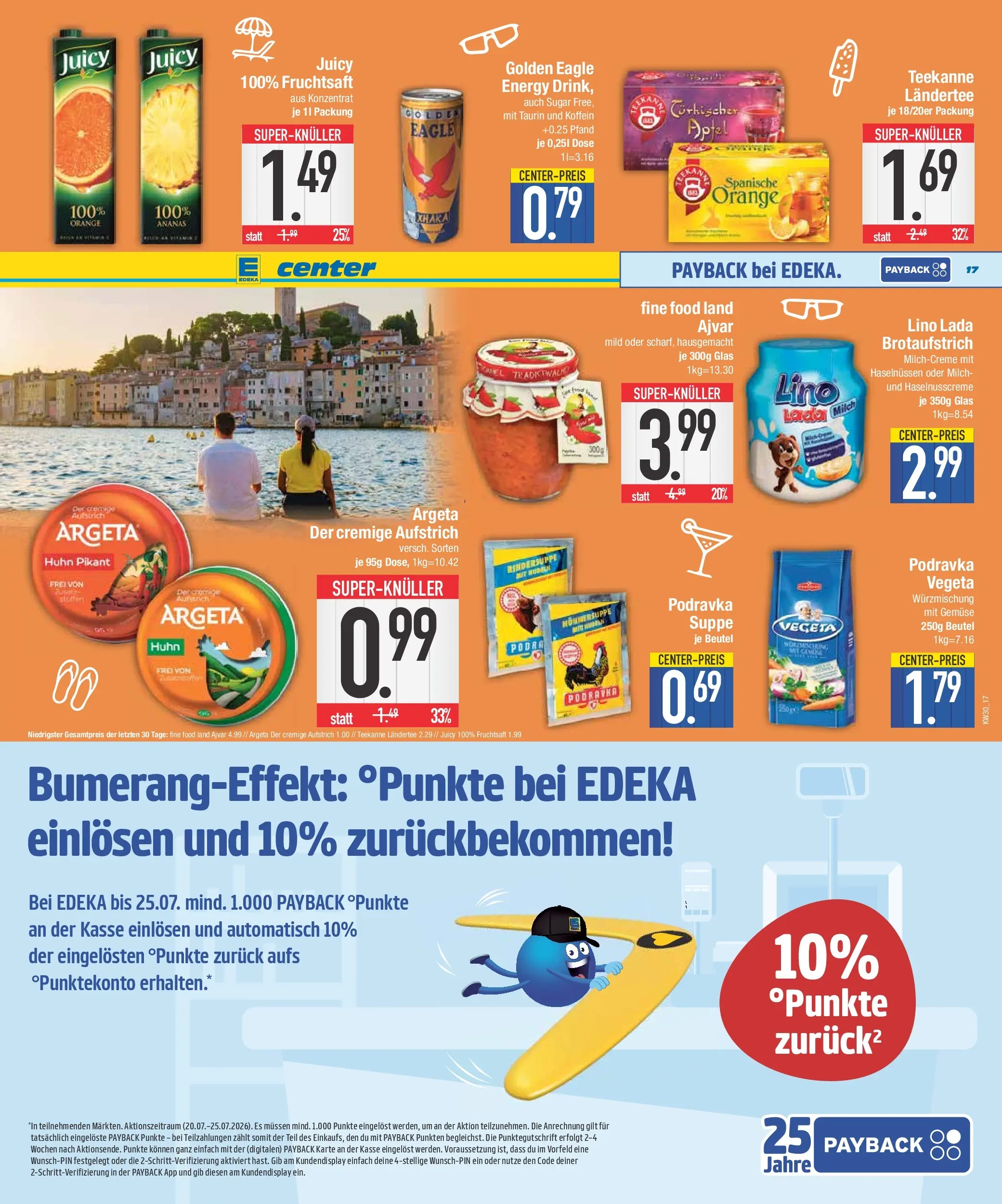E center Prospekt Bad Reichenhall (ab 20.07.2026) zum Blättern | Seite: 17 | Produkte: Energy, Ananas, Gemüse, Teekanne