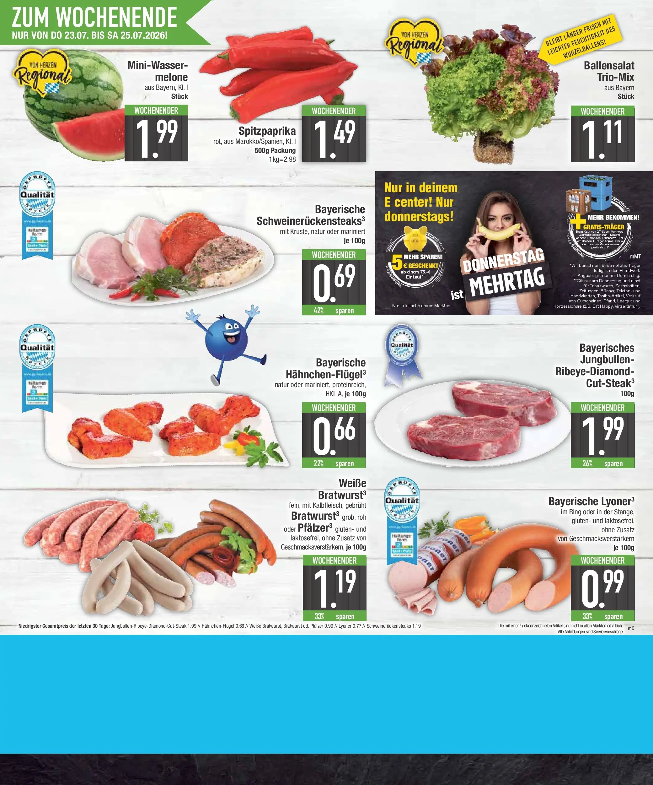 E center Prospekt Bad Reichenhall (ab 20.07.2026) zum Blättern | Seite: 26 | Produkte: Bier, Bratwurst, Melone, Telefon