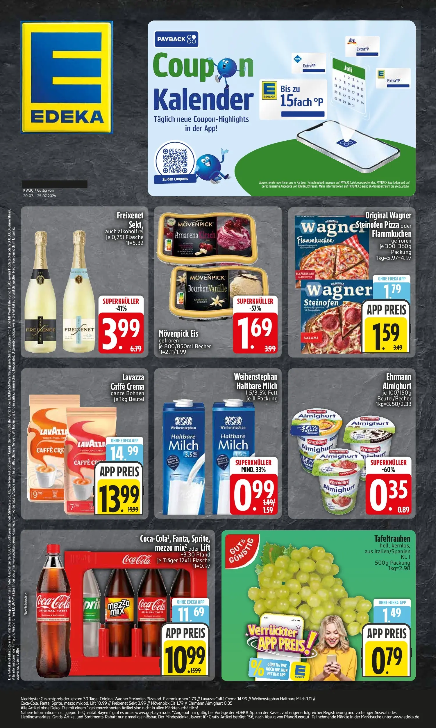 Edeka prospekt Trostberg (ab 20.07.2026) » Angebote Online | Seite: 1 | Produkte: Lavazza, Mezzo mix, Haltbare milch, Pizza