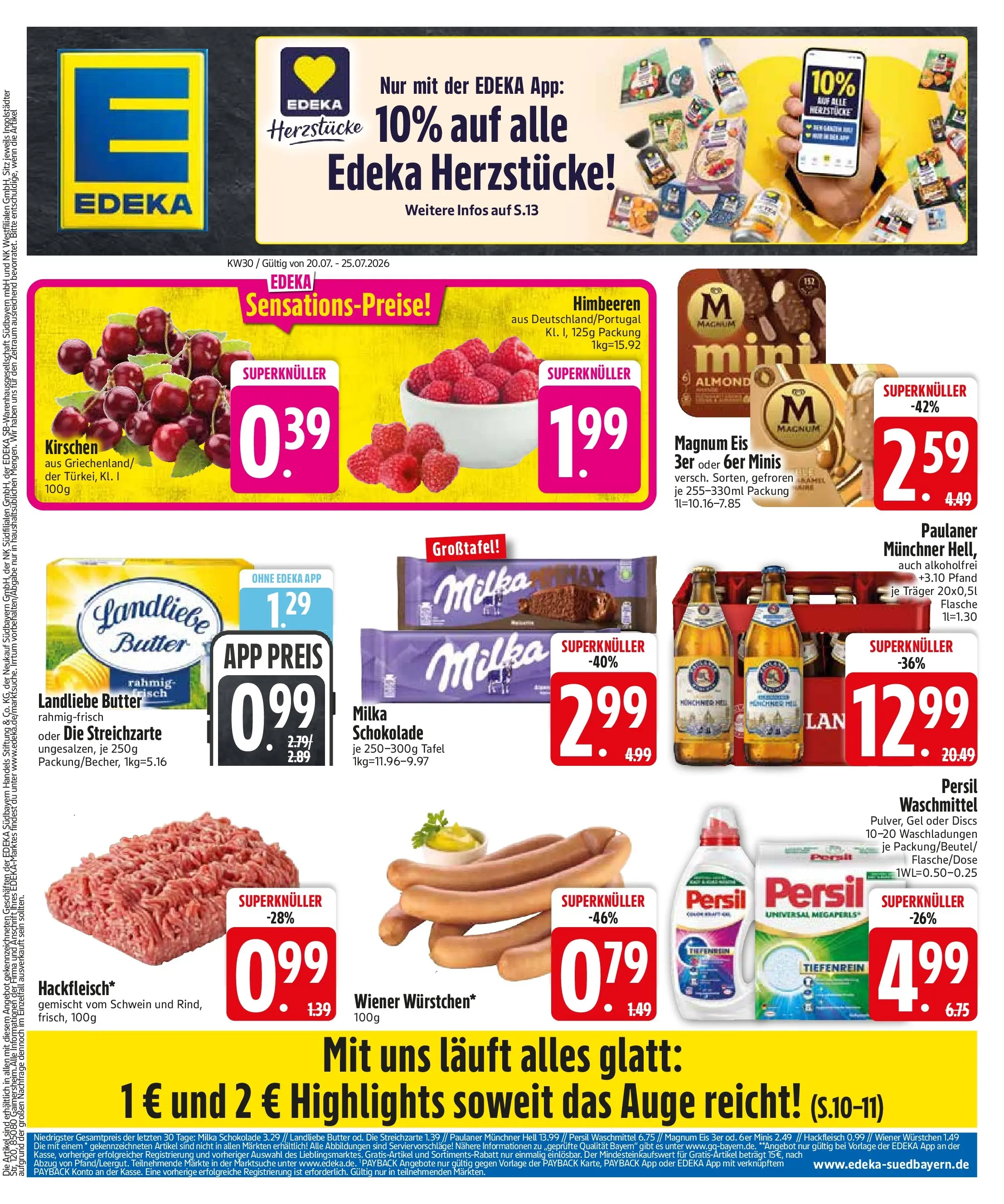 Edeka prospekt München (ab 20.07.2026) » Angebote Online | Seite: 3 | Produkte: Himbeeren, Milka, Kirschen, Hackfleisch