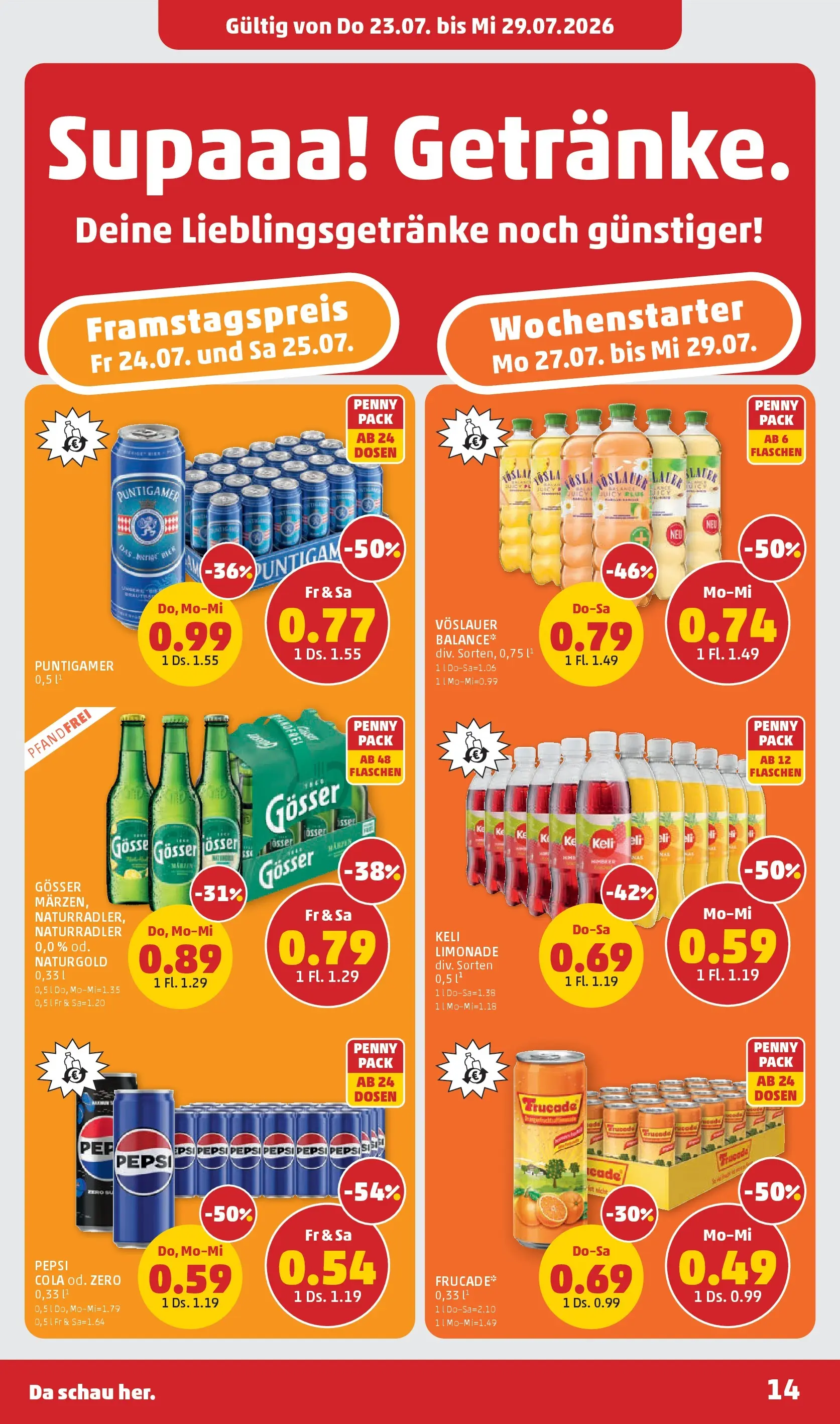Penny Markt Die ganze Woche sparen ab (23.07.2026) - Angebote, Prospekt | Seite: 14