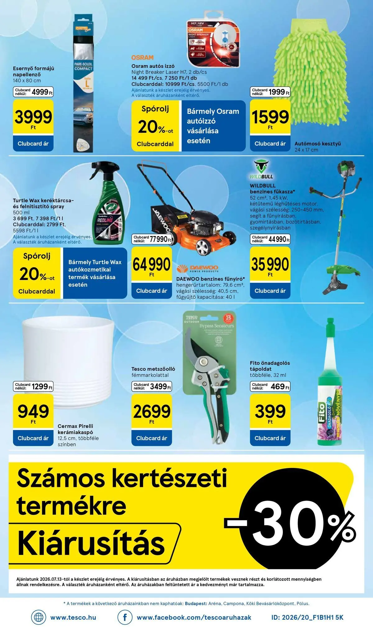 Tesco akciós újság - 2026.07.16.-tól - online | Oldal: 30 | Termékek: Kesztyű, Esernyő, Izzó, Tápoldat