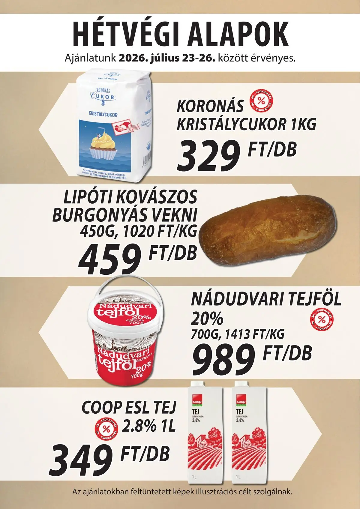 COOP Szolnok akciós újság Szolnok - 2026.07.23. -tól/töl > akció, lapozható szórólap 🛍️ | Oldal: 3 | Termékek: Kristálycukor, Tej, Tejföl, Cukor