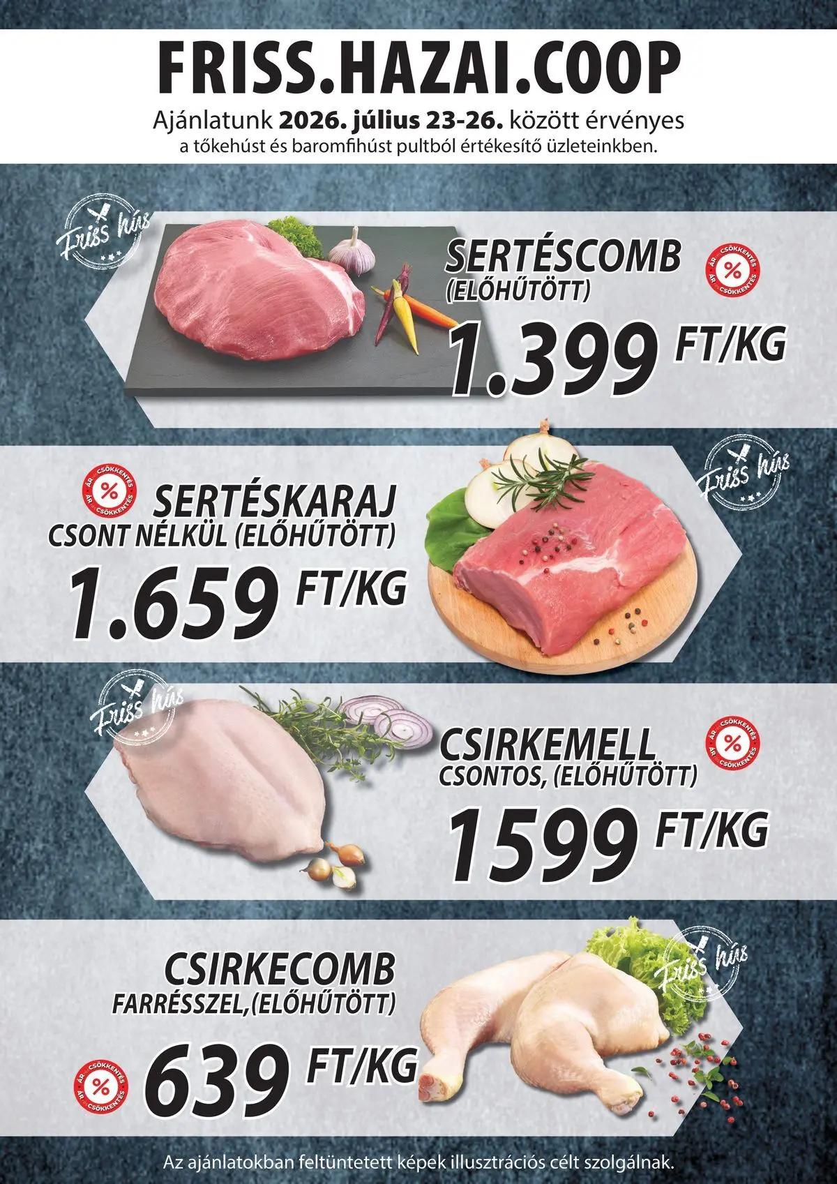COOP Szolnok akciós újság Szolnok - 2026.07.23. -tól/töl > akció, lapozható szórólap 🛍️ | Oldal: 2 | Termékek: Hús, Sertéskaraj, Sertéscomb, Csirkemell