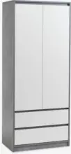 JYSK JYSK Dulap BILLUND 80x192 2 uși 2 sertare alb/aspect ciment - p&acirc;nă la 23-09-26