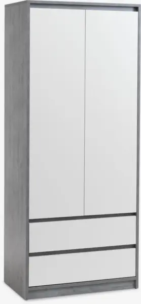 JYSK Dulap BILLUND 80x192 2 uși 2 sertare alb/aspect ciment