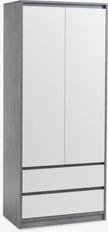 JYSK Dulap BILLUND 80x192 2 uși 2 sertare alb/aspect ciment