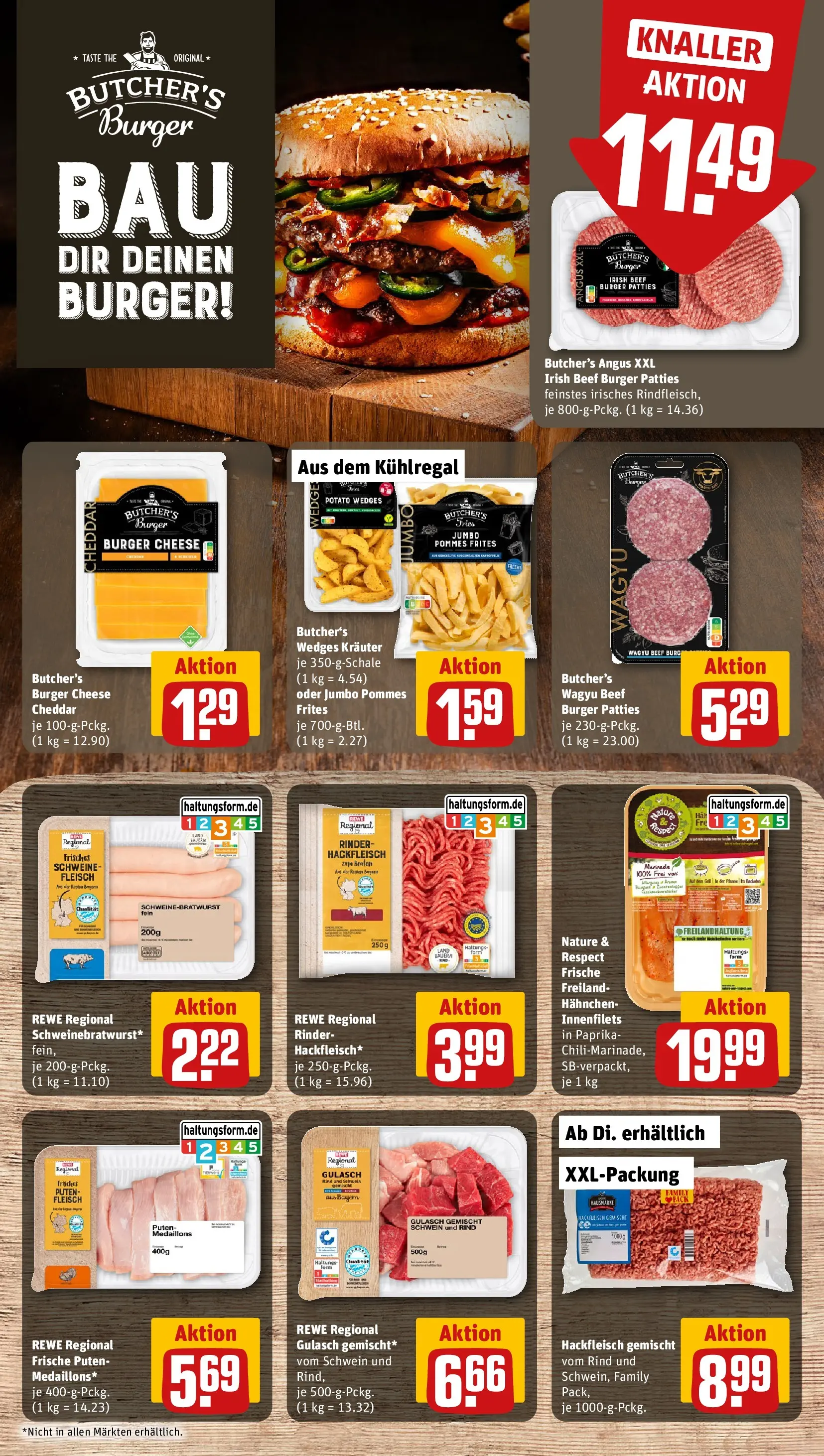 REWE Prospekt ab 20.07.2026 zum Blättern » Angebote | Seite: 11 | Produkte: Burger, Paprika, Gulasch, Hackfleisch