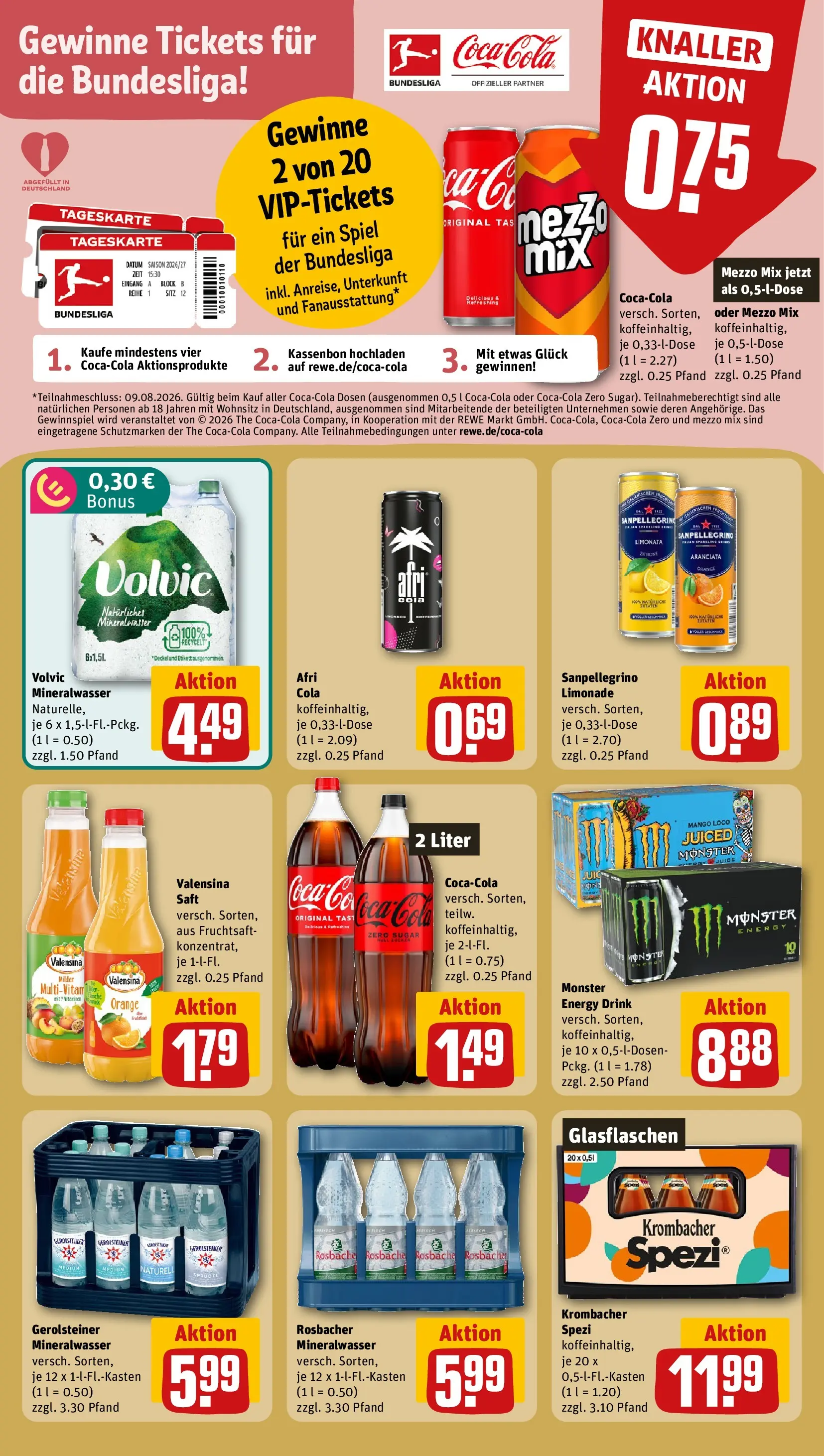 REWE Prospekt ab 20.07.2026 zum Blättern » Angebote | Seite: 22 | Produkte: Cola, Monster, Oder mezzo mix, Volvic