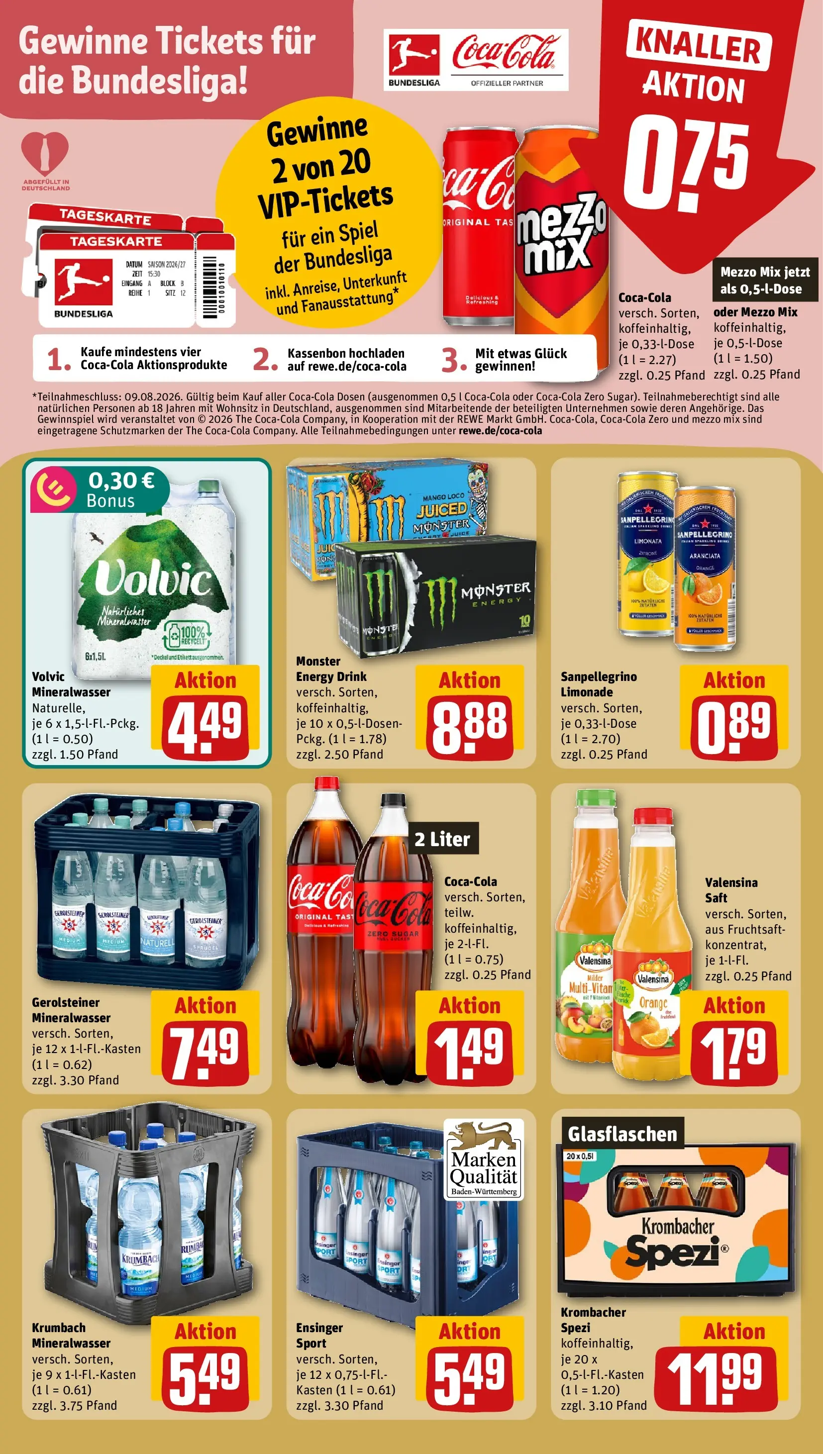 REWE Prospekt ab 20.07.2026 zum Blättern » Angebote | Seite: 20 | Produkte: Mineralwasser, Valensina, Monster, Gerolsteiner