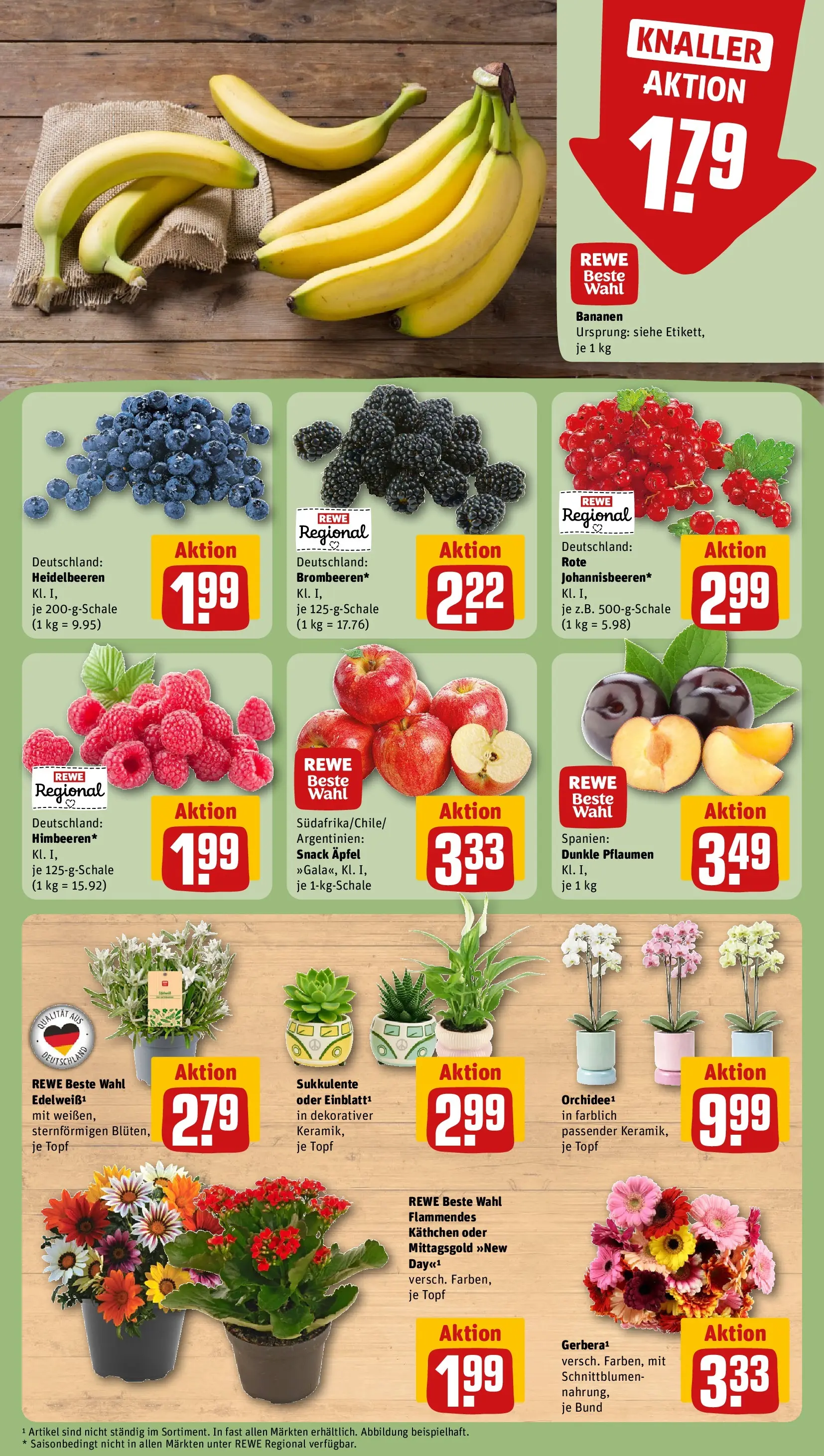 REWE Prospekt ab 20.07.2026 zum Blättern » Angebote | Seite: 9 | Produkte: Pflaumen, Äpfel, Bananen, Heidelbeeren
