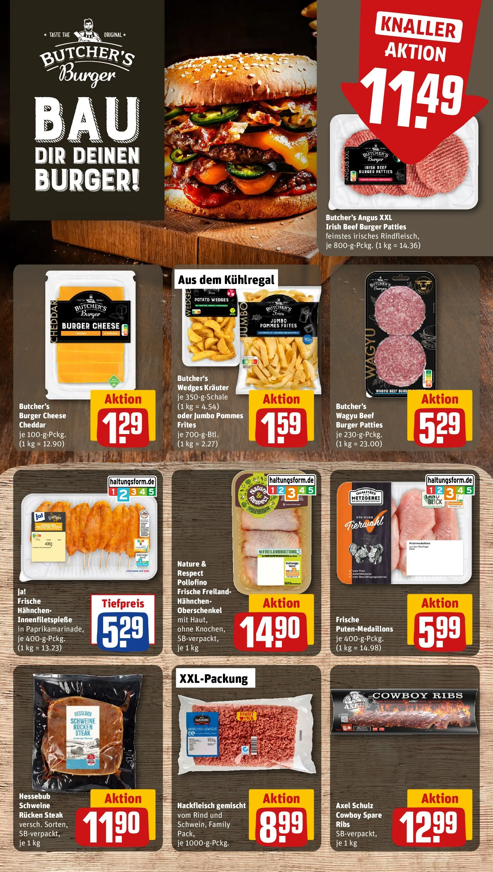 REWE Prospekt ab 20.07.2026 zum Blättern » Angebote | Seite: 11 | Produkte: Hahnchen, Burger, Pommes frites, Hackfleisch