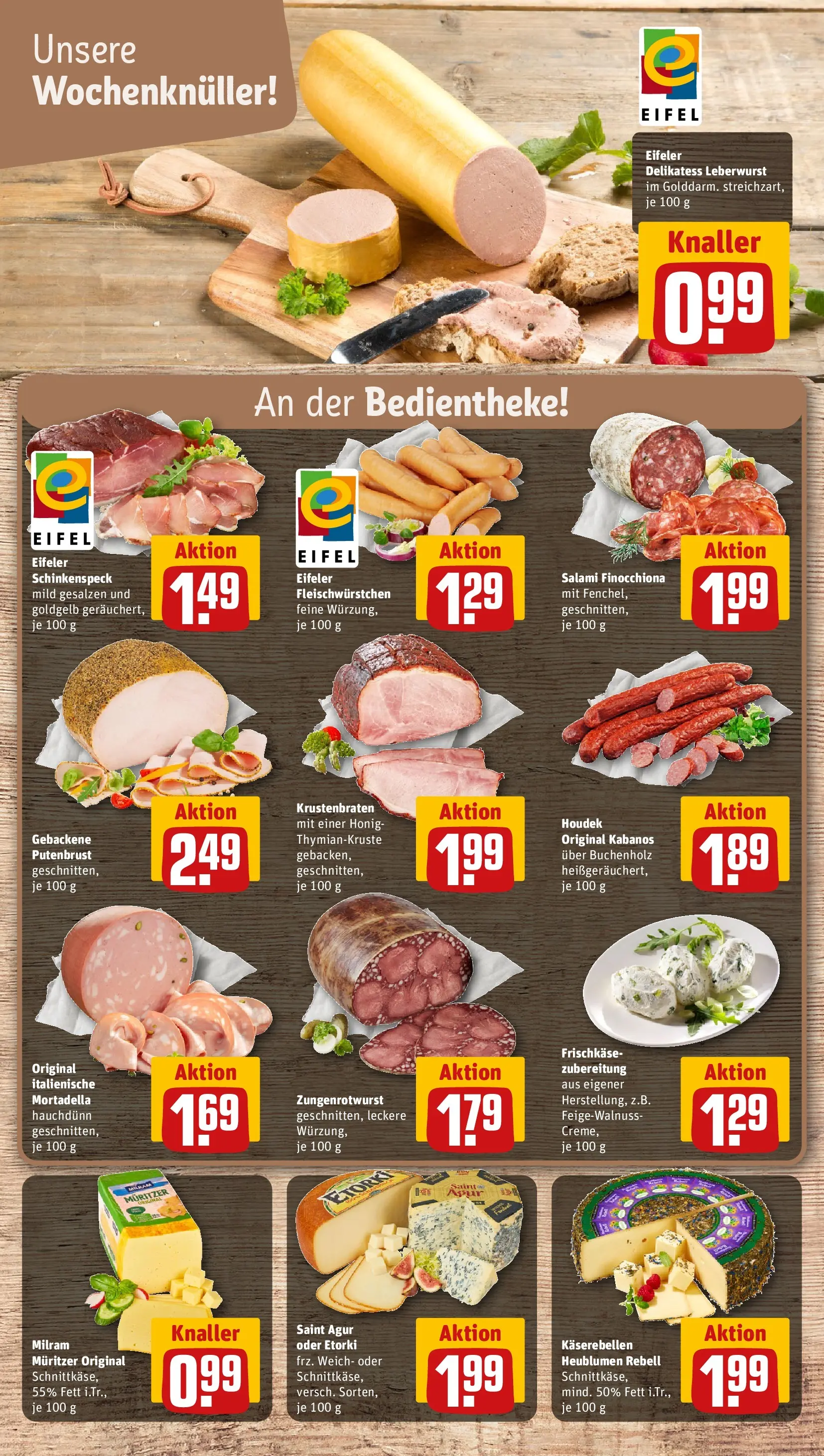 REWE Prospekt ab 20.07.2026 zum Blättern » Angebote | Seite: 11 | Produkte: Krustenbraten, Milram, Salami, Frischkase