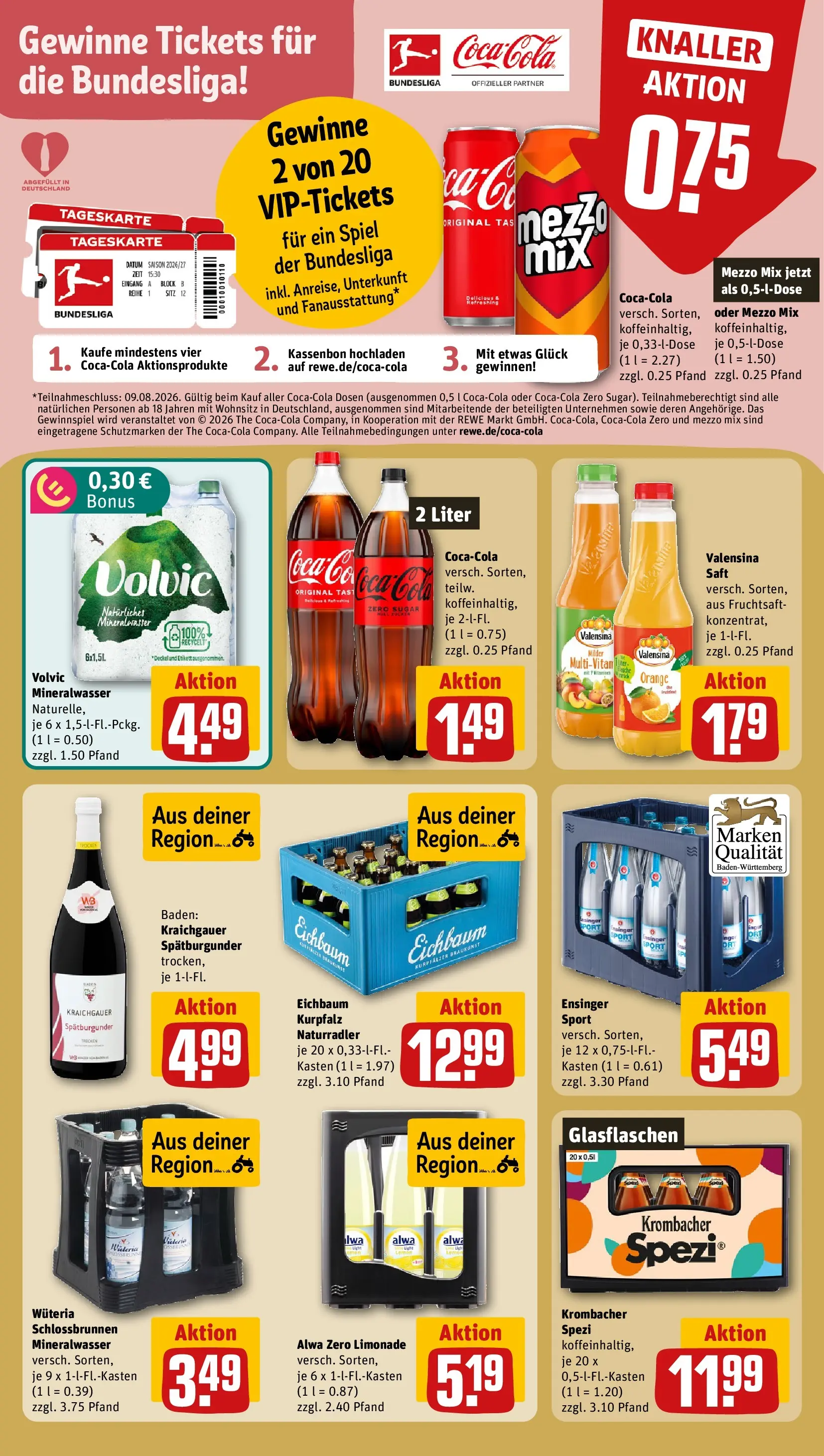 REWE Prospekt ab 20.07.2026 zum Blättern » Angebote | Seite: 20 | Produkte: Mezzo mix, Mineralwasser, Valensina, Krombacher