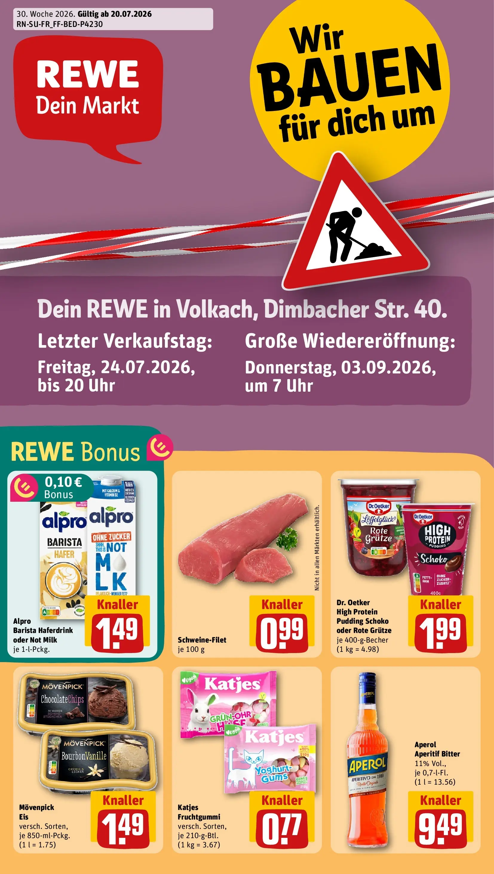 REWE Prospekt ab 20.07.2026 zum Blättern » Angebote | Seite: 1 | Produkte: Katjes, Haferdrink, Alpro, Zucker