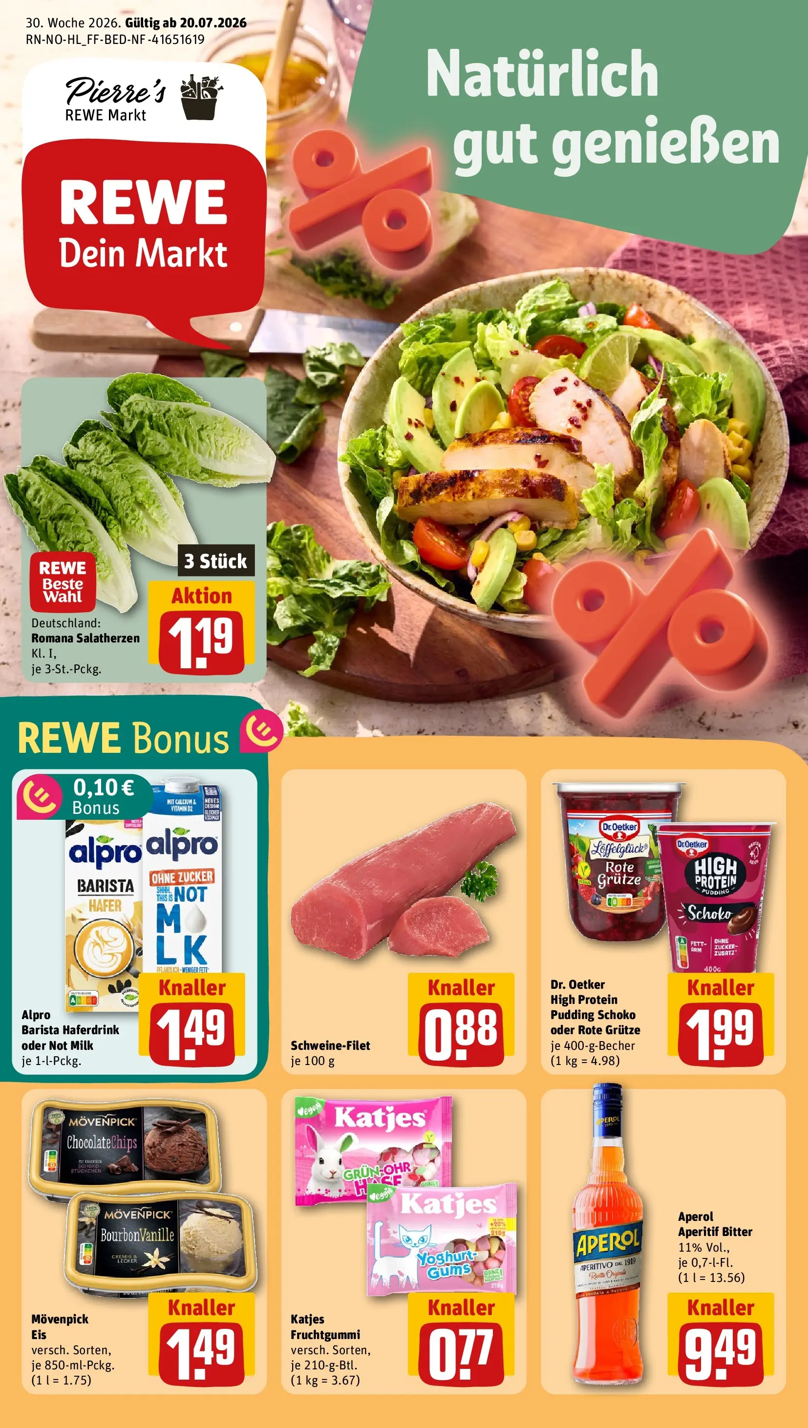REWE Prospekt ab 20.07.2026 zum Blättern » Angebote | Seite: 1 | Produkte: Katjes, Haferdrink, Schweinefilet, Zucker