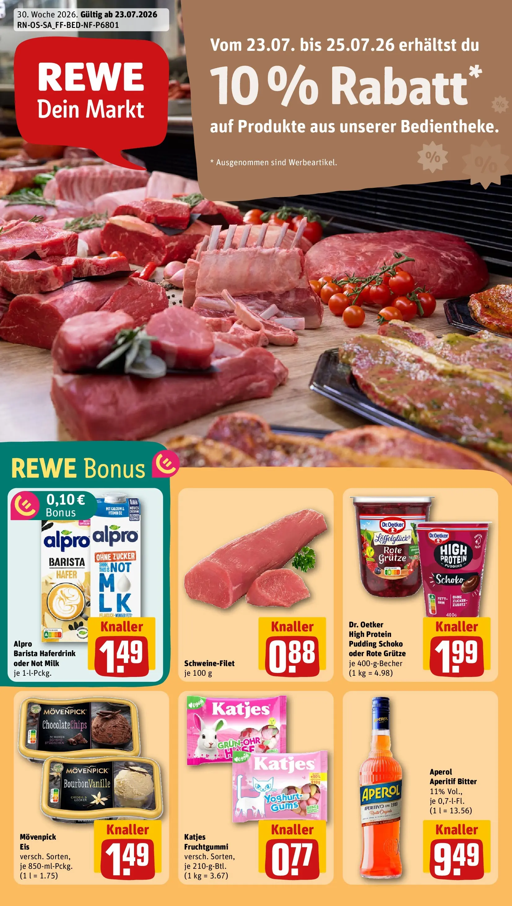 REWE Prospekt ab 20.07.2026 zum Blättern » Angebote | Seite: 1 | Produkte: Katjes, Haferdrink, Alpro, Zucker