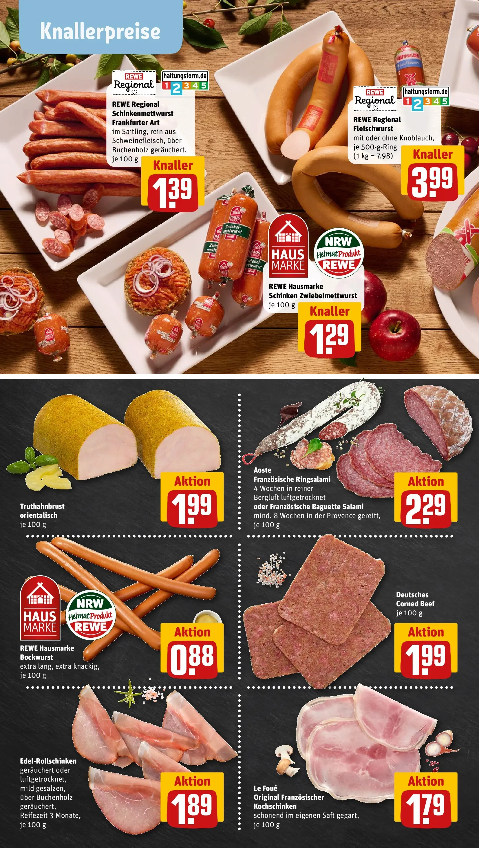 REWE Prospekt ab 20.07.2026 zum Blättern » Angebote | Seite: 8 | Produkte: Bockwurst, Baguette, Salami, Schinken