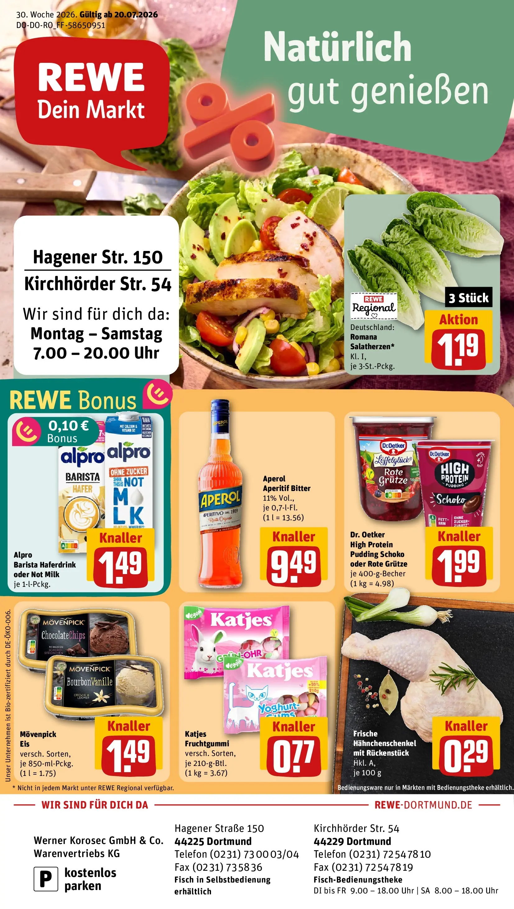 REWE Prospekt ab 20.07.2026 zum Blättern » Angebote | Seite: 1 | Produkte: Katjes, Haferdrink, Fisch, Alpro