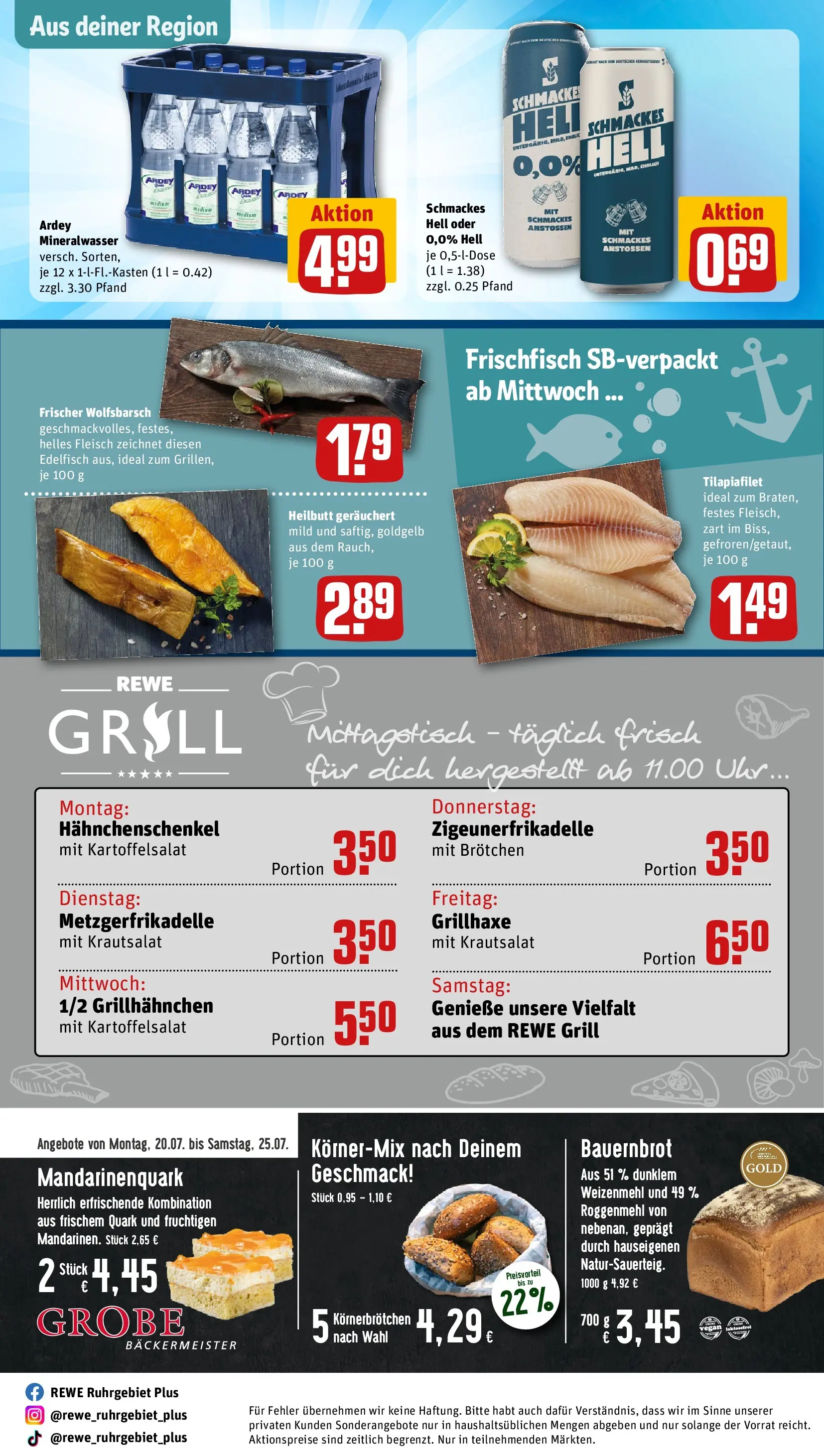 REWE Prospekt ab 20.07.2026 zum Blättern » Angebote | Seite: 30 | Produkte: Weizenmehl, Mineralwasser, Fleisch, Uhr