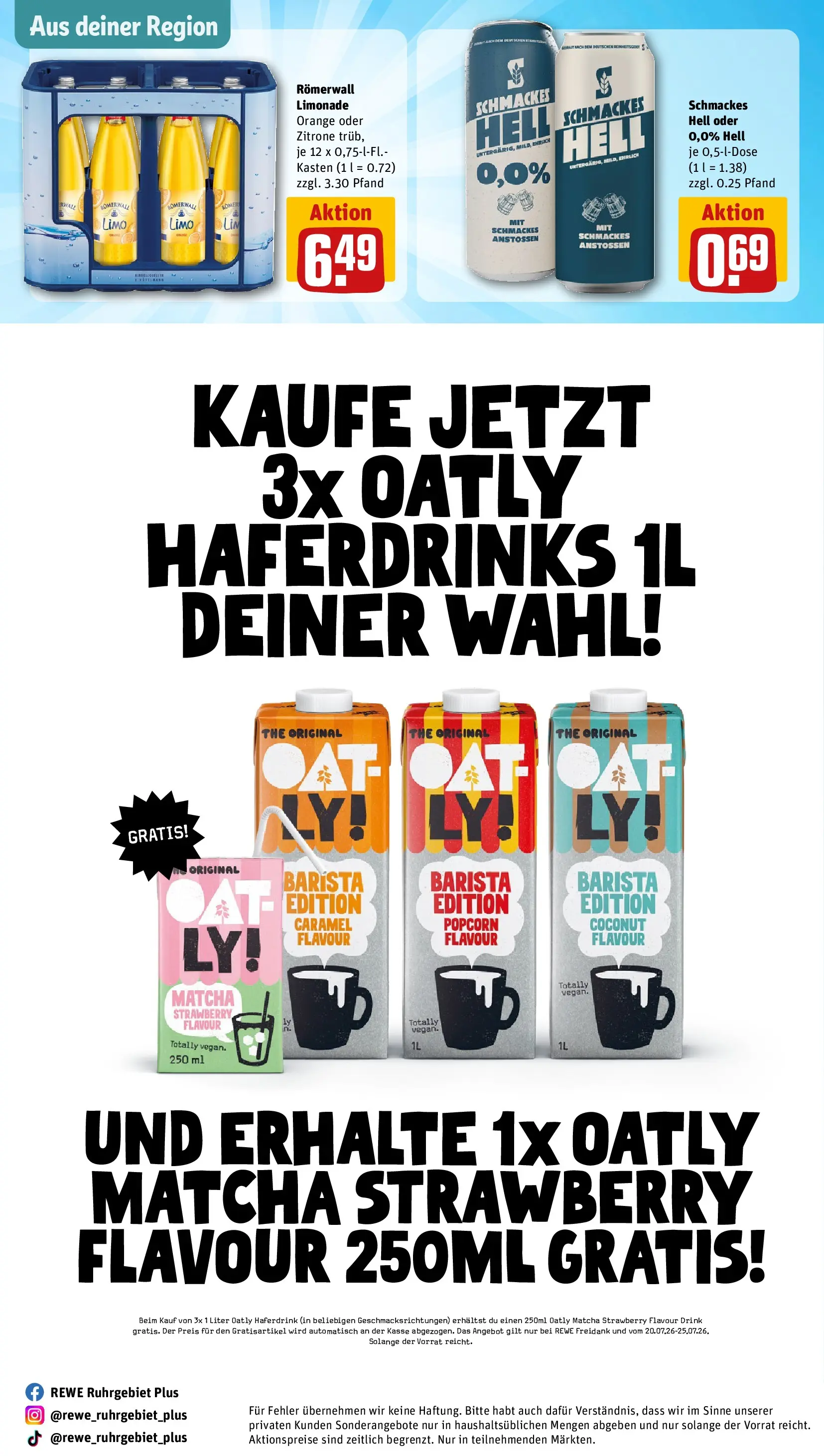 REWE Prospekt ab 20.07.2026 zum Blättern » Angebote | Seite: 32 | Produkte: Limonade, Haferdrink, Oatly, Zitrone