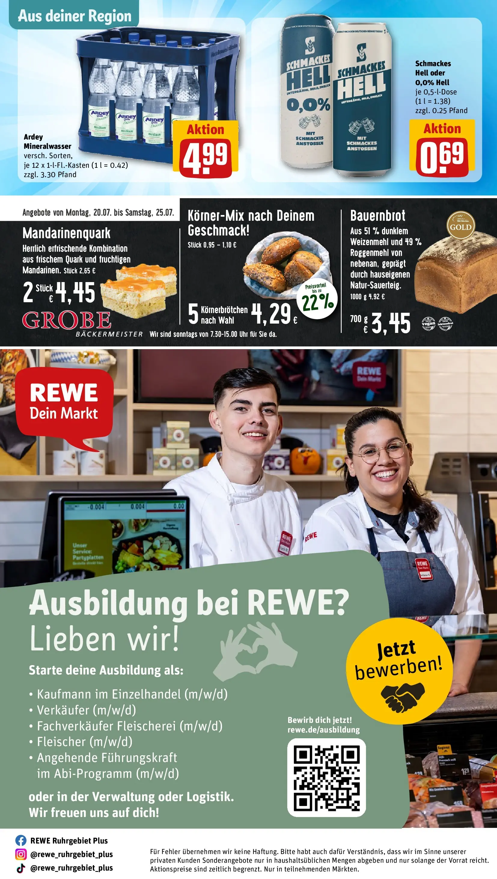 REWE Prospekt ab 20.07.2026 zum Blättern » Angebote | Seite: 30 | Produkte: Quark, Weizenmehl, Mineralwasser, Uhr