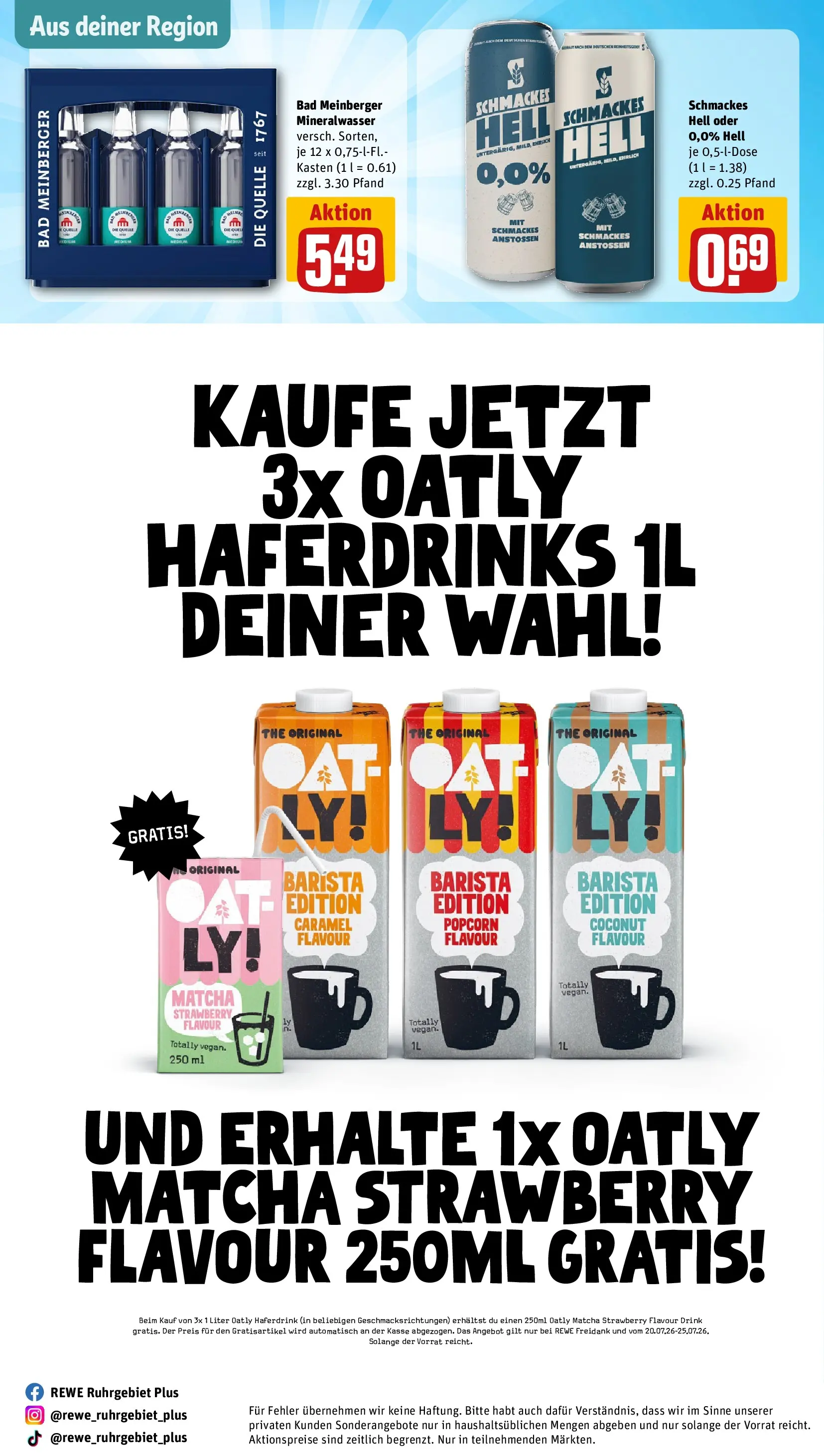 REWE Prospekt ab 20.07.2026 zum Blättern » Angebote | Seite: 30 | Produkte: Bad, Mineralwasser, Haferdrink, Oatly