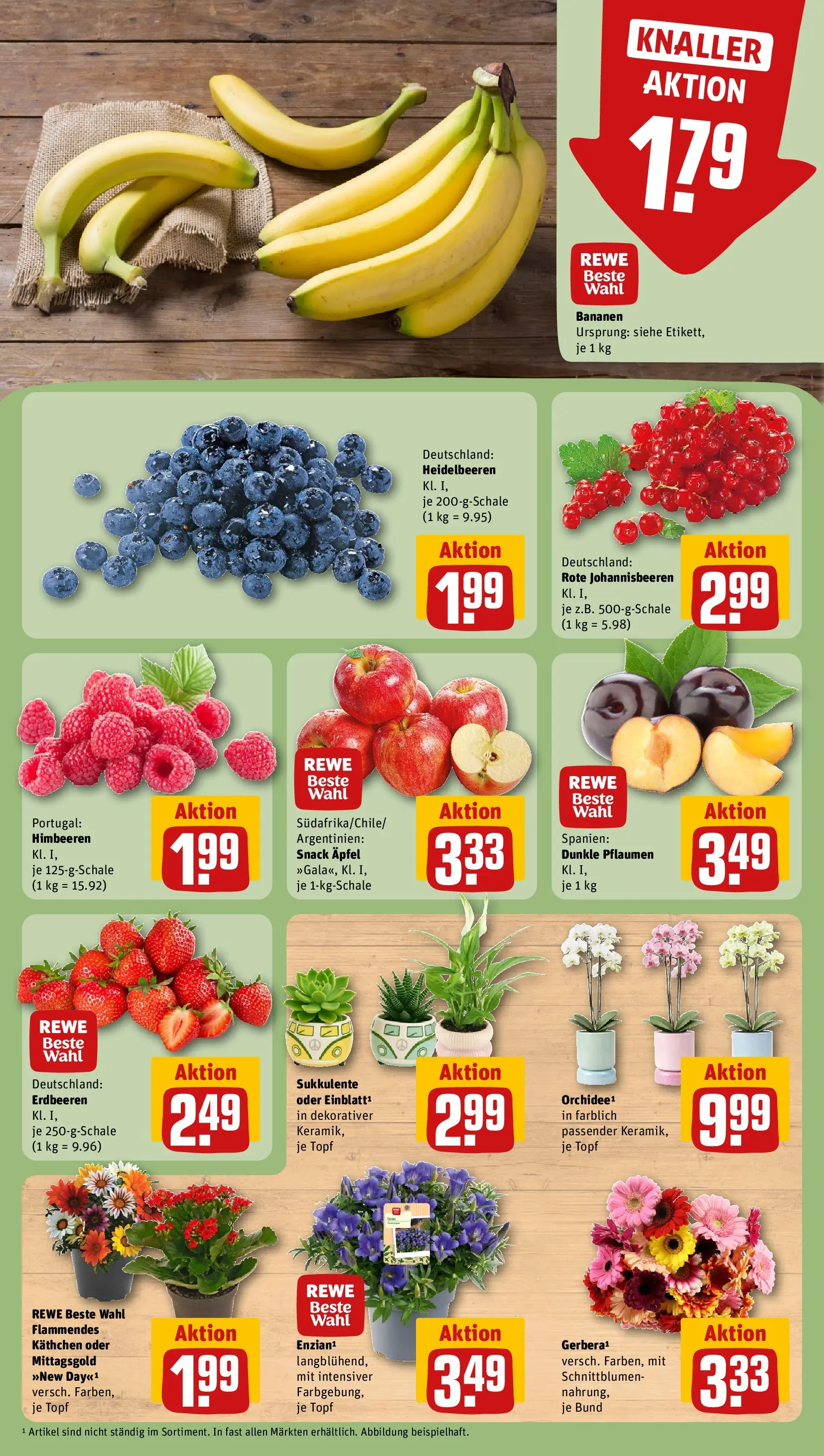 REWE Prospekt ab 20.07.2026 zum Blättern » Angebote | Seite: 9 | Produkte: Pflaumen, Bananen, Heidelbeeren, Erdbeeren