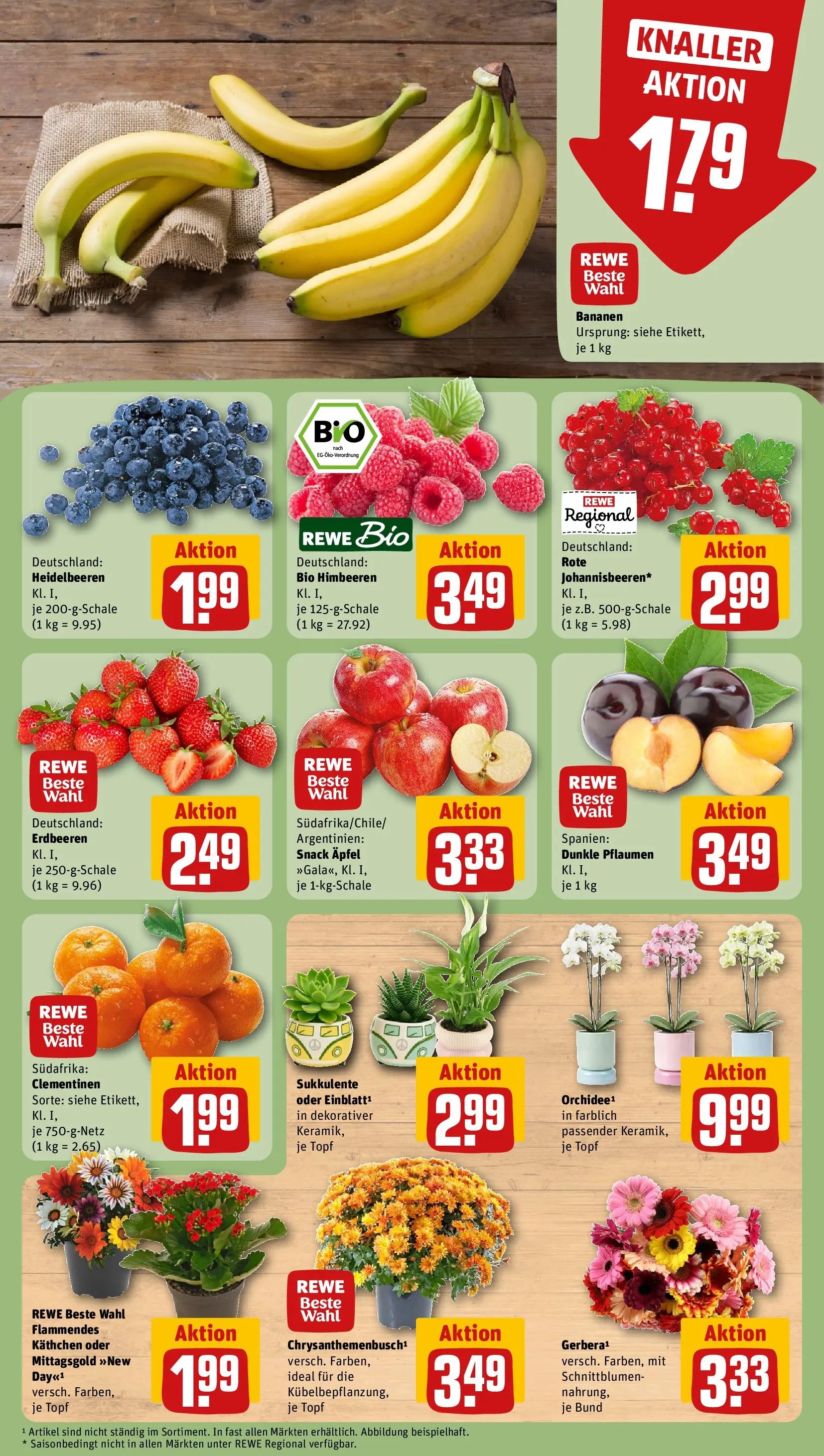 REWE Prospekt ab 20.07.2026 zum Blättern » Angebote | Seite: 9 | Produkte: Himbeeren, Bananen, Heidelbeeren, Erdbeeren