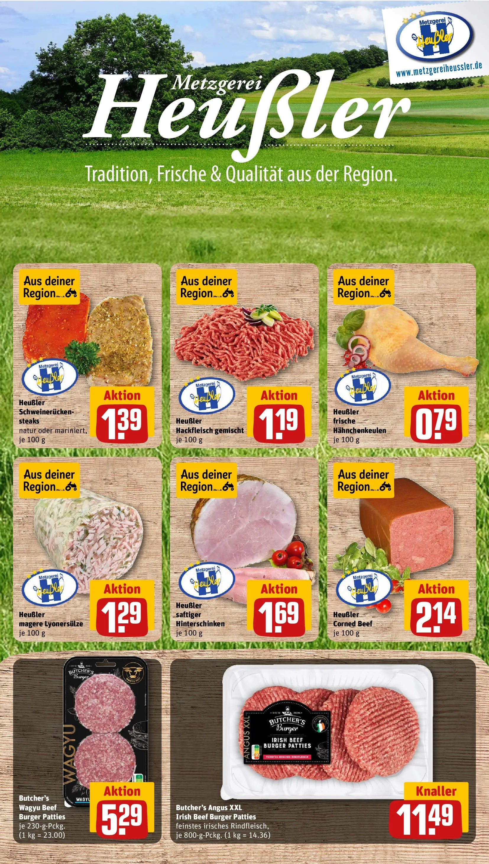 REWE Prospekt ab 20.07.2026 zum Blättern » Angebote | Seite: 10 | Produkte: Burger, Schweinerucken, Hackfleisch