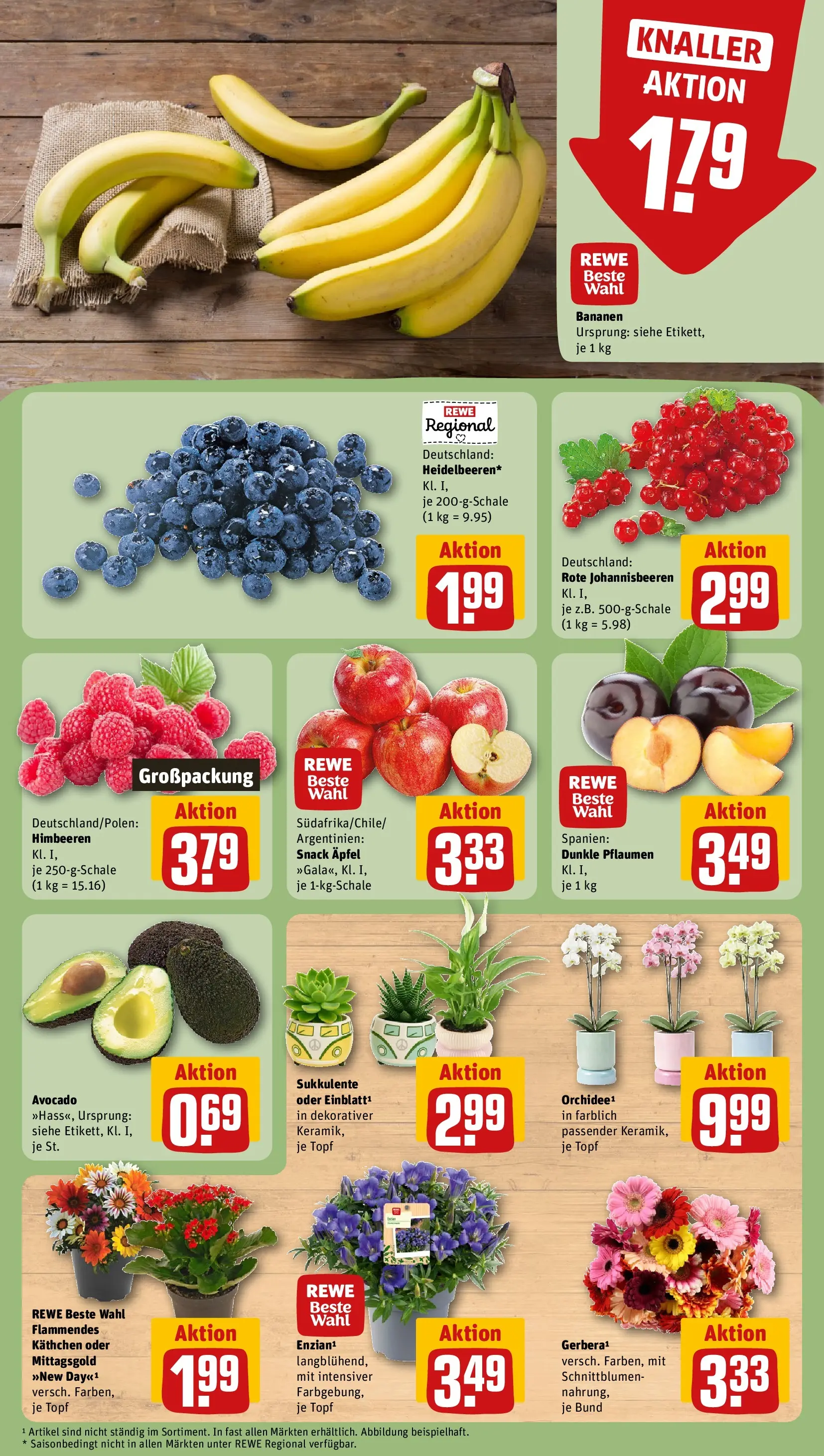 REWE Prospekt ab 20.07.2026 zum Blättern » Angebote | Seite: 9 | Produkte: Pflaumen, Äpfel, Bananen, Avocado