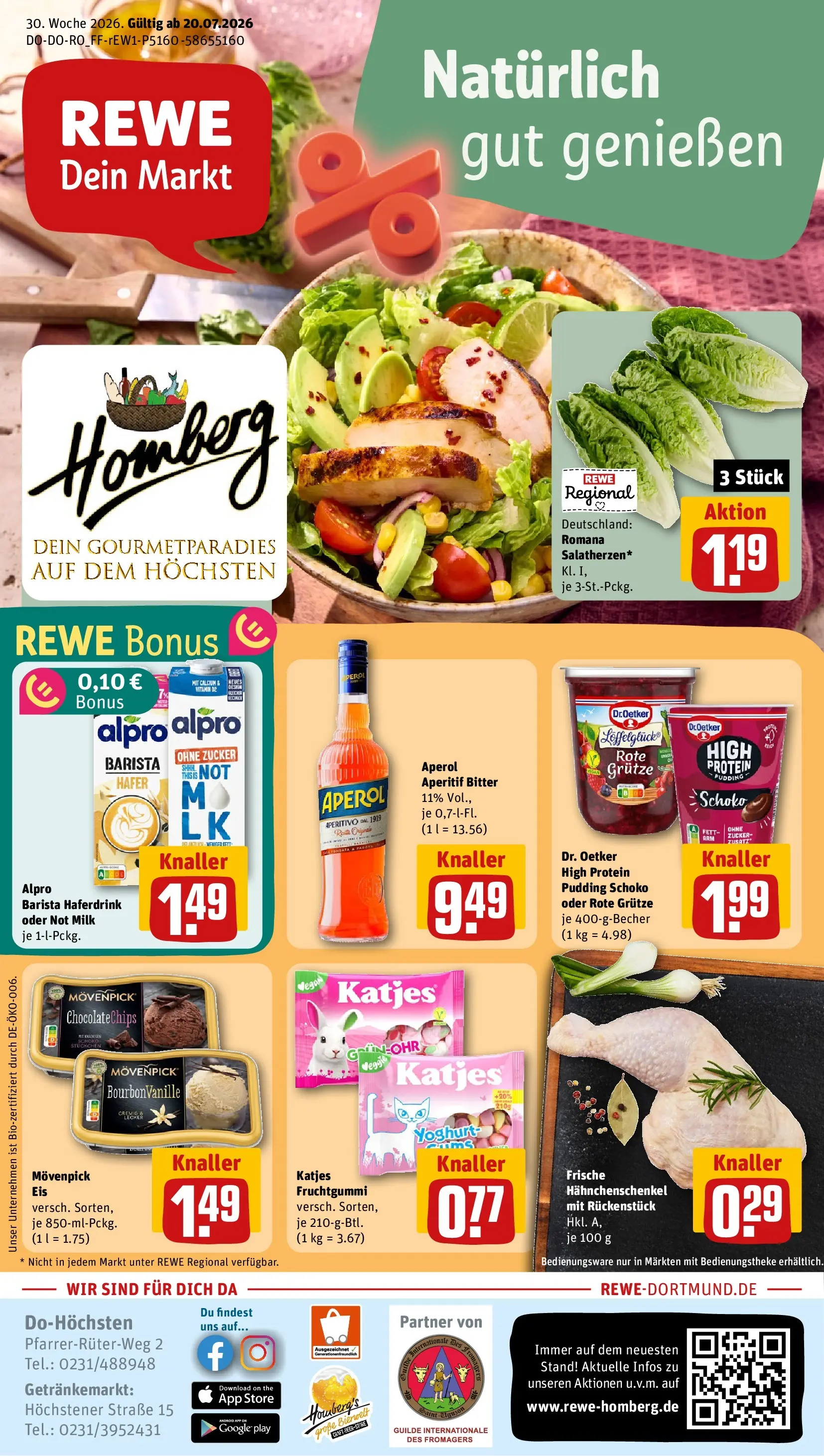 REWE Prospekt ab 20.07.2026 zum Blättern » Angebote | Seite: 1 | Produkte: High protein pudding, Katjes, Pudding, Haferdrink