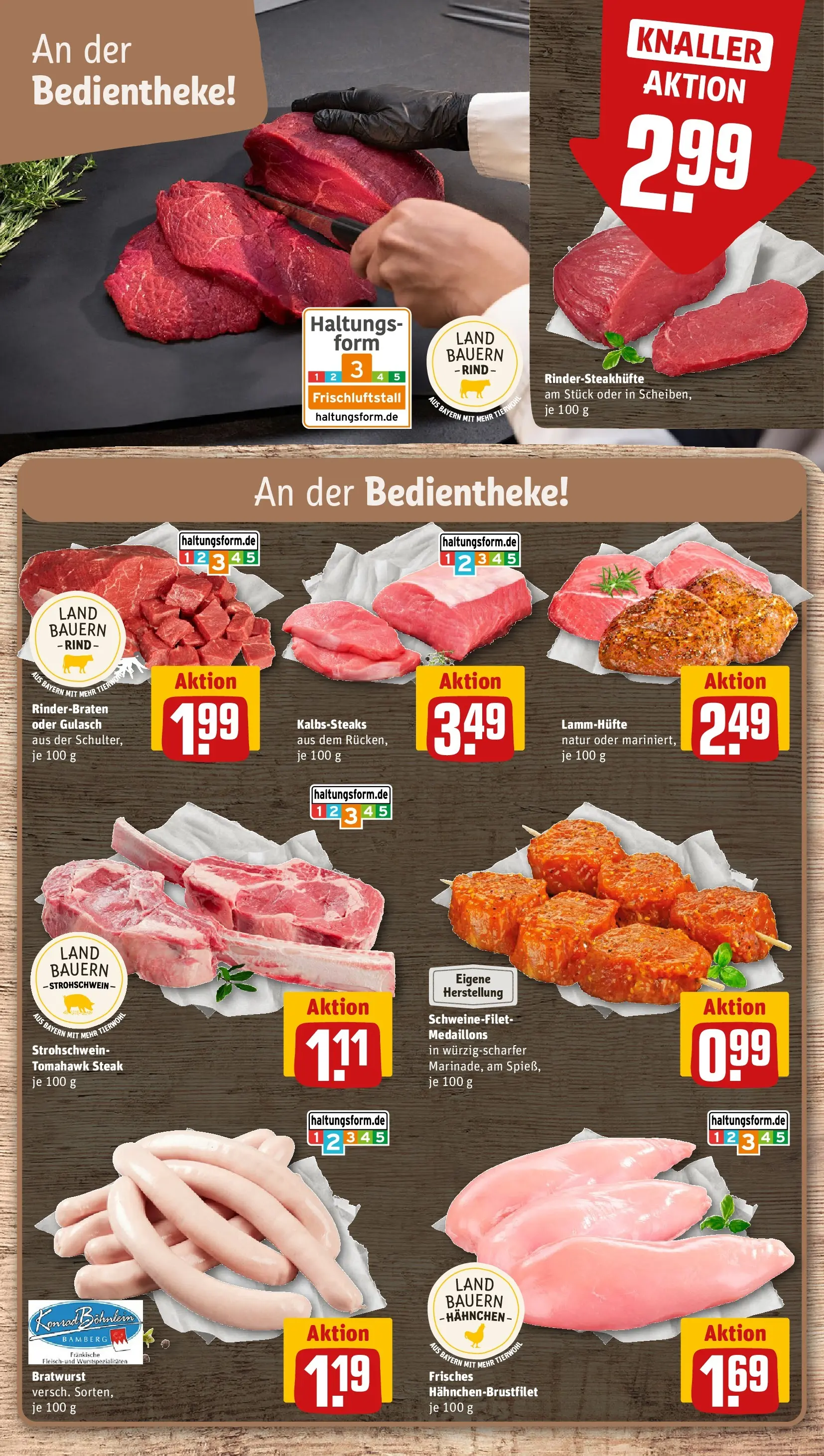 REWE Prospekt ab 20.07.2026 zum Blättern » Angebote | Seite: 10 | Produkte: Hahnchen, Schweinefilet, Gulasch, Steak