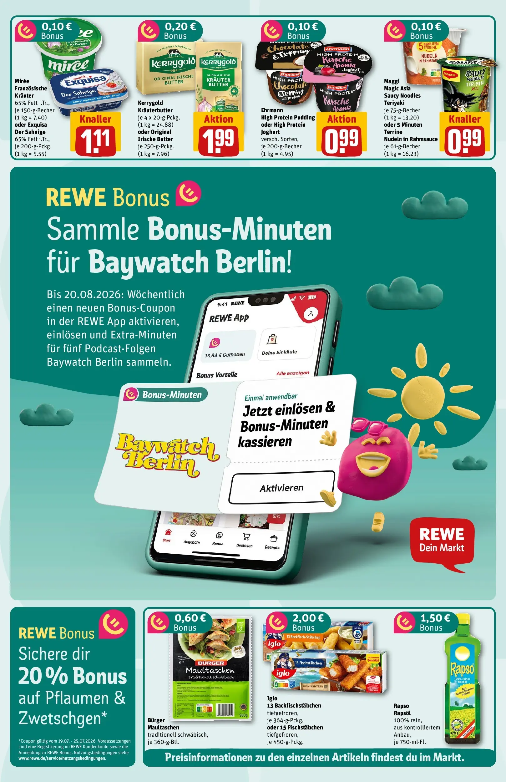 REWE Prospekt ab 20.07.2026 zum Blättern » Angebote | Seite: 2 | Produkte: Maggi, Burger, Pudding, Maultaschen