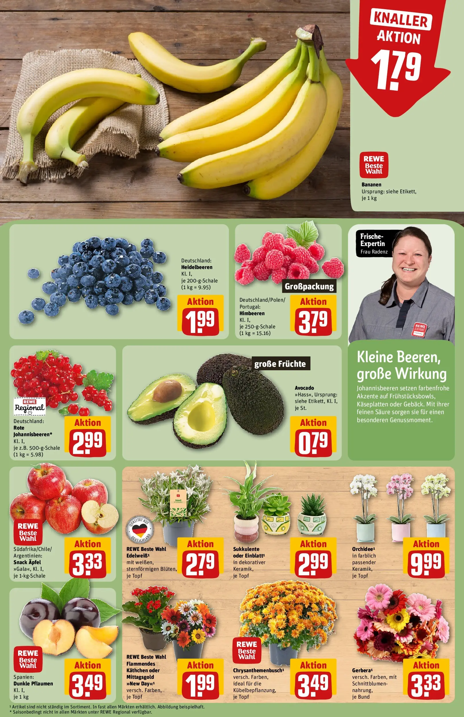 REWE Prospekt ab 20.07.2026 zum Blättern » Angebote | Seite: 9 | Produkte: Pflaumen, Äpfel, Heidelbeeren, Avocado