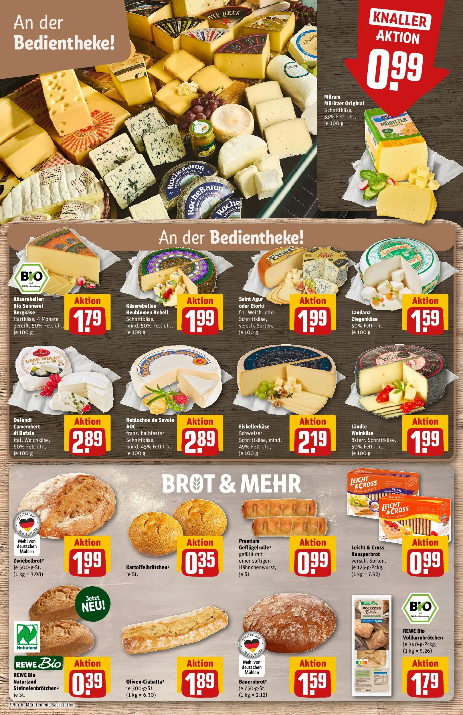 REWE Prospekt ab 20.07.2026 zum Blättern » Angebote | Seite: 13 | Produkte: Mehl, Ziegenkäse, Milram, Brot