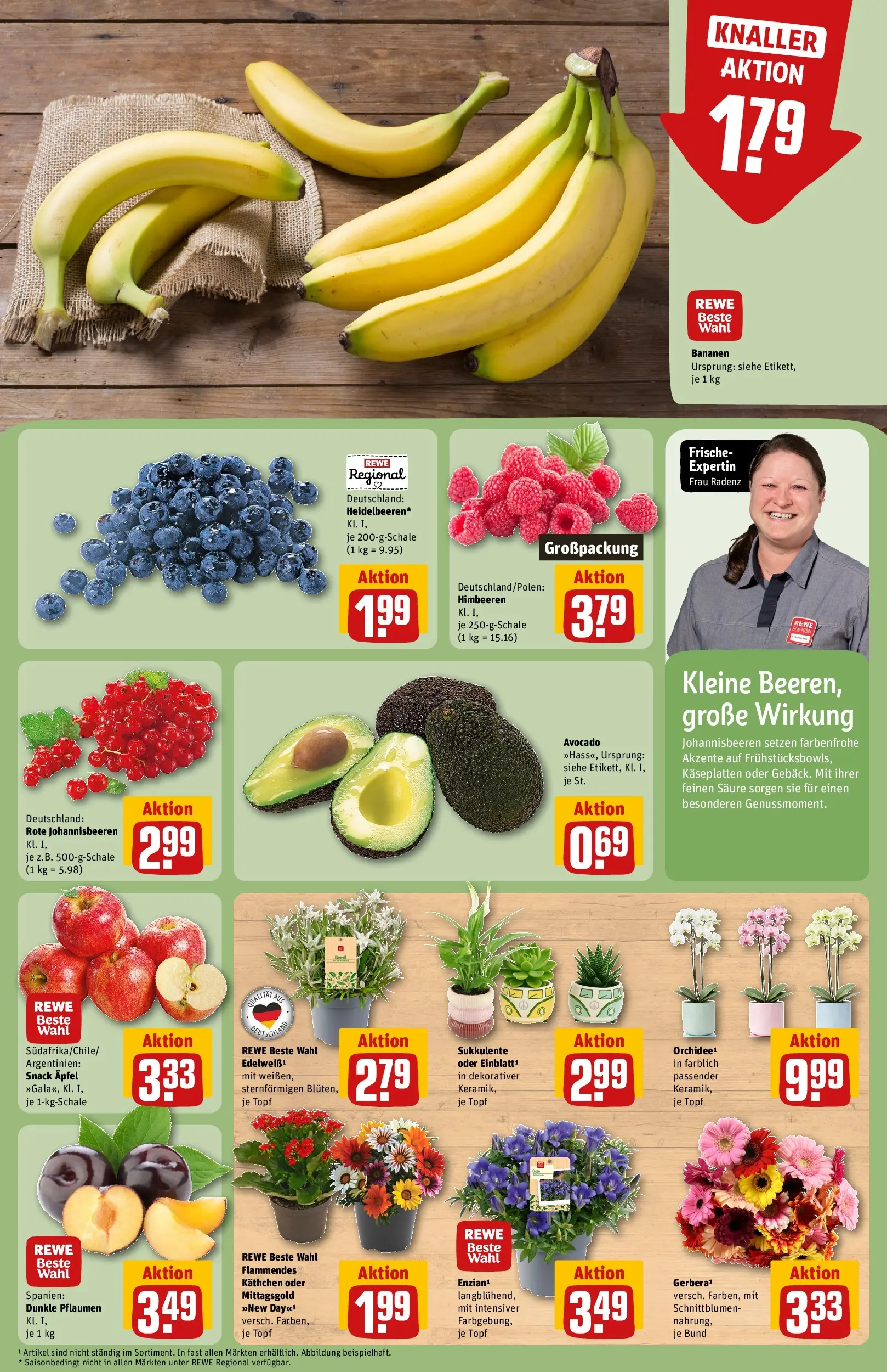 REWE Prospekt ab 20.07.2026 zum Blättern » Angebote | Seite: 9 | Produkte: Himbeeren, Pflaumen, Äpfel, Bananen