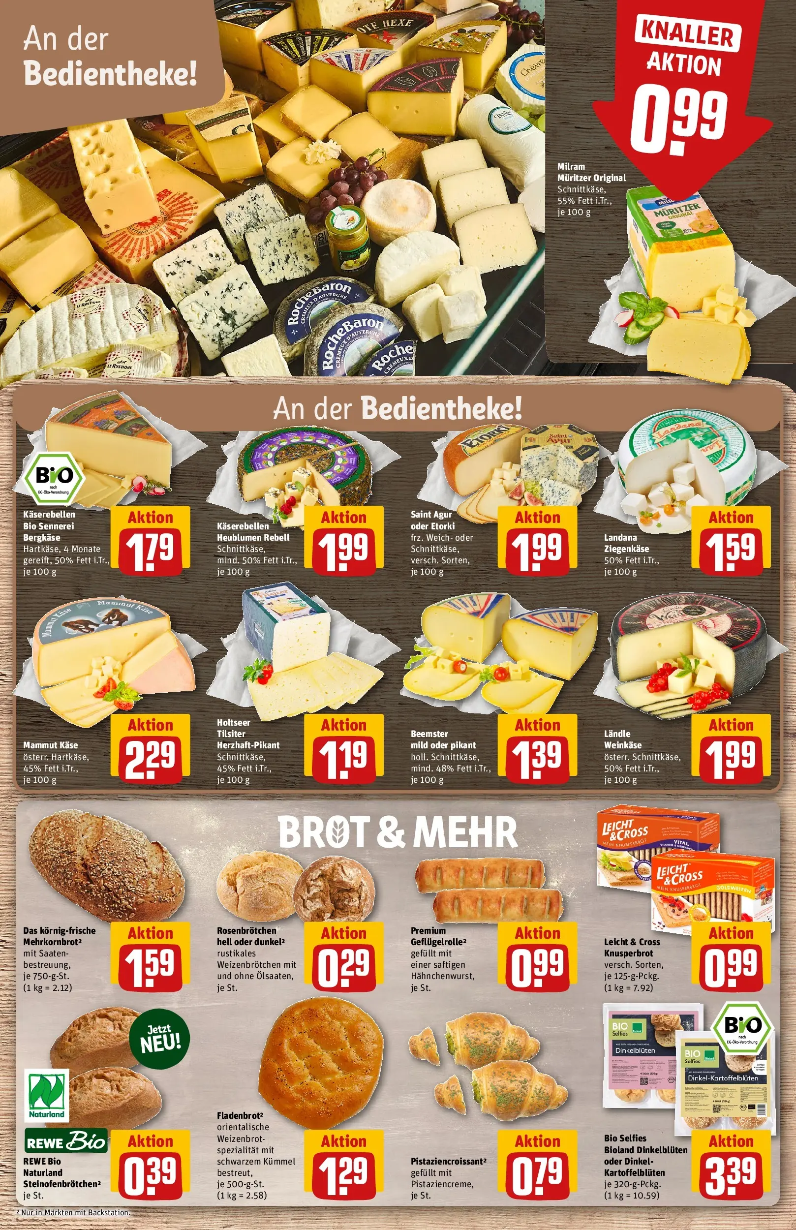 REWE Prospekt ab 20.07.2026 zum Blättern » Angebote | Seite: 13 | Produkte: Käse, Ziegenkäse, Milram, Brot