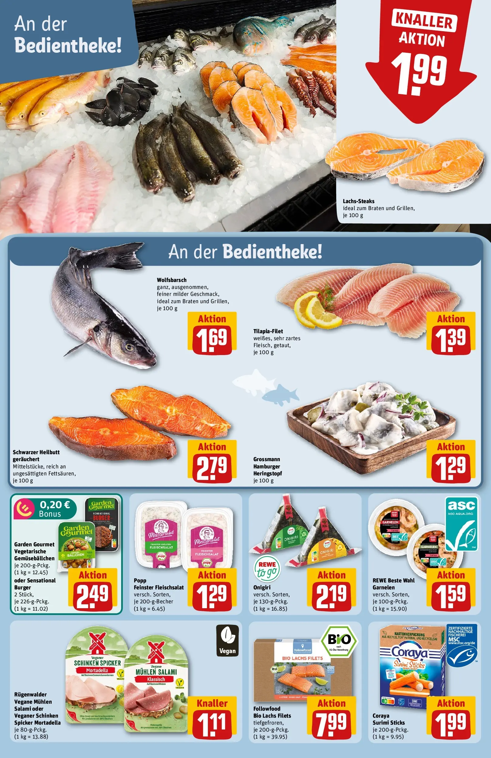 REWE Prospekt ab 20.07.2026 zum Blättern » Angebote | Seite: 18 | Produkte: Burger, Garnelen, Lachs, Salami
