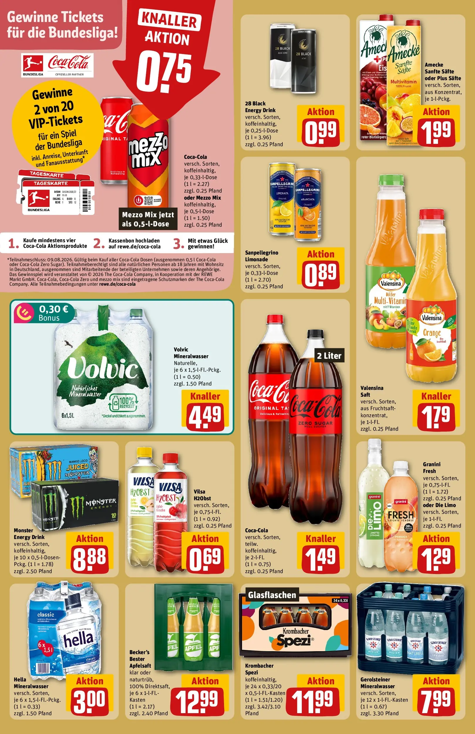 REWE Prospekt ab 20.07.2026 zum Blättern » Angebote | Seite: 22 | Produkte: Spiel, Mineralwasser, Hella, Mango