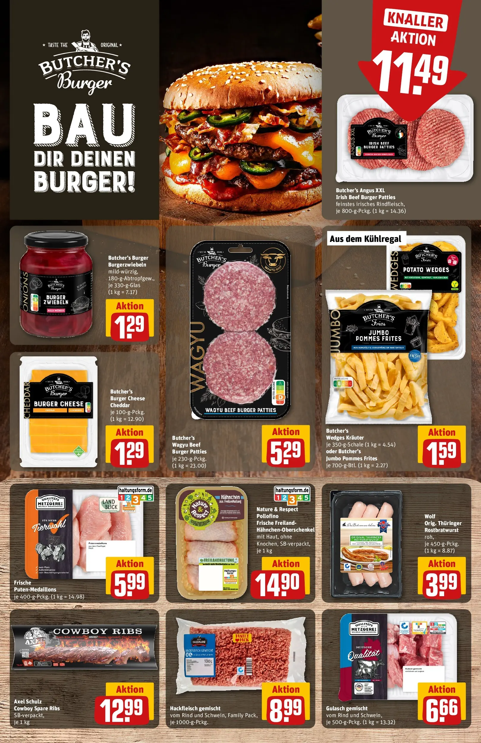 REWE Prospekt ab 20.07.2026 zum Blättern » Angebote | Seite: 11 | Produkte: Pommes, Spare ribs, Zwiebeln, Gulasch