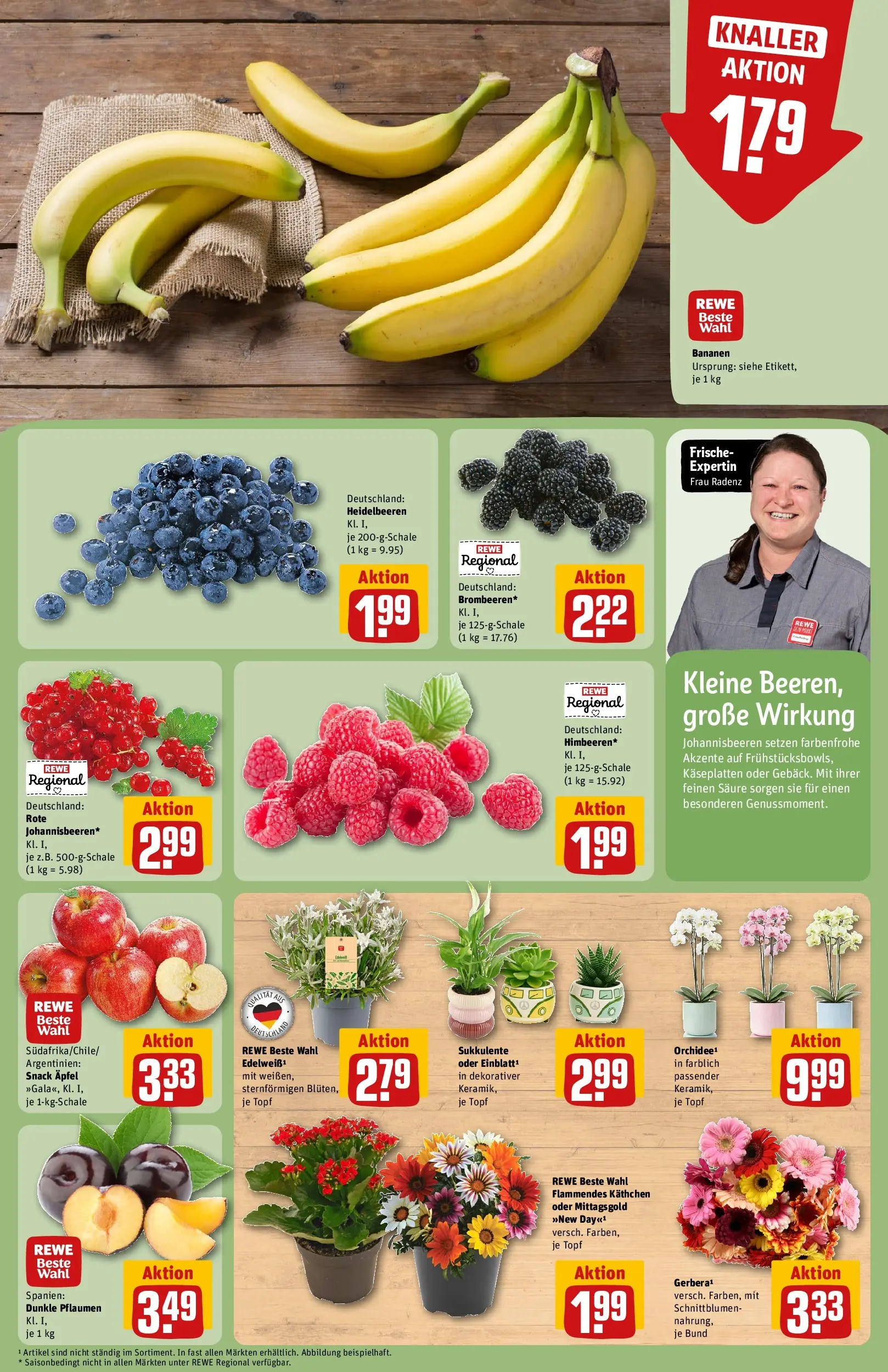 REWE Prospekt ab 20.07.2026 zum Blättern » Angebote | Seite: 9 | Produkte: Pflaumen, Äpfel, Bananen, Heidelbeeren