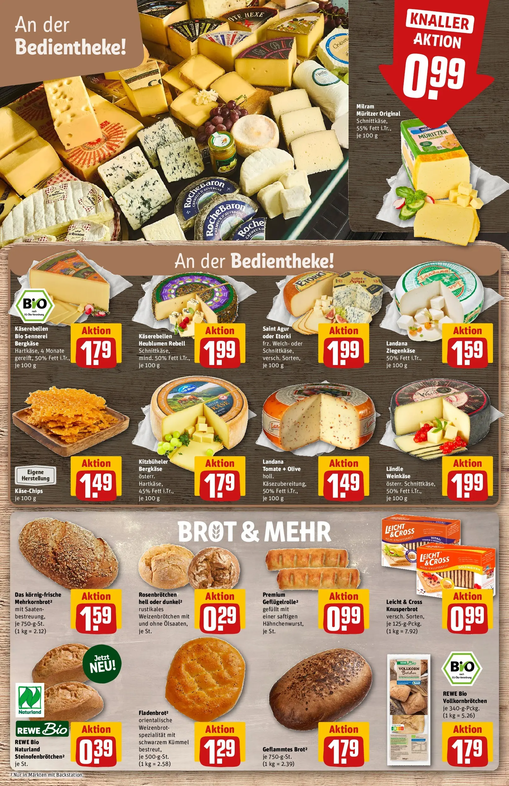 REWE Prospekt ab 20.07.2026 zum Blättern » Angebote | Seite: 13 | Produkte: Käse, Ziegenkäse, Milram, Brot